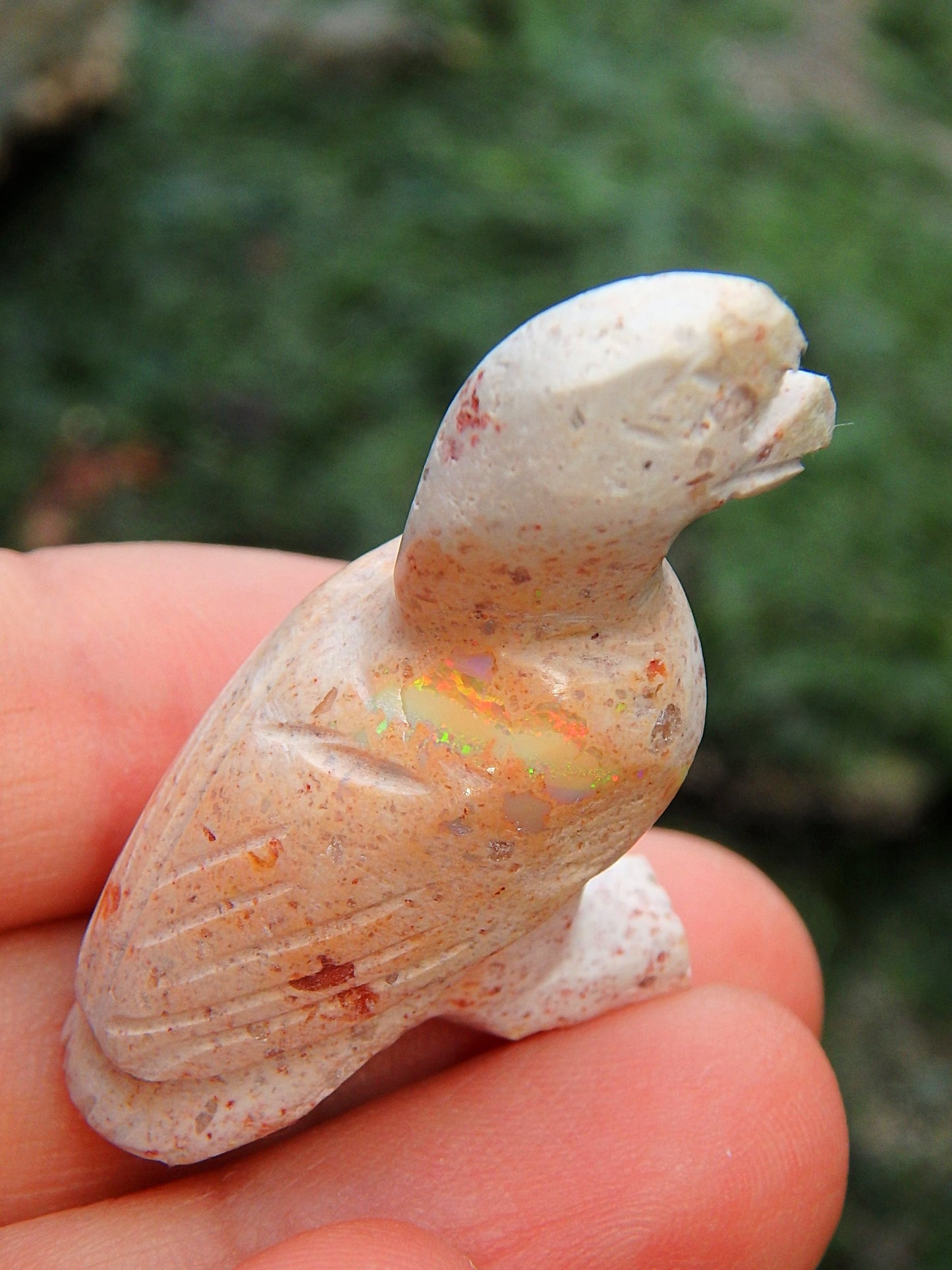  Elegant Eagle Mexican Fire Opal Carving
