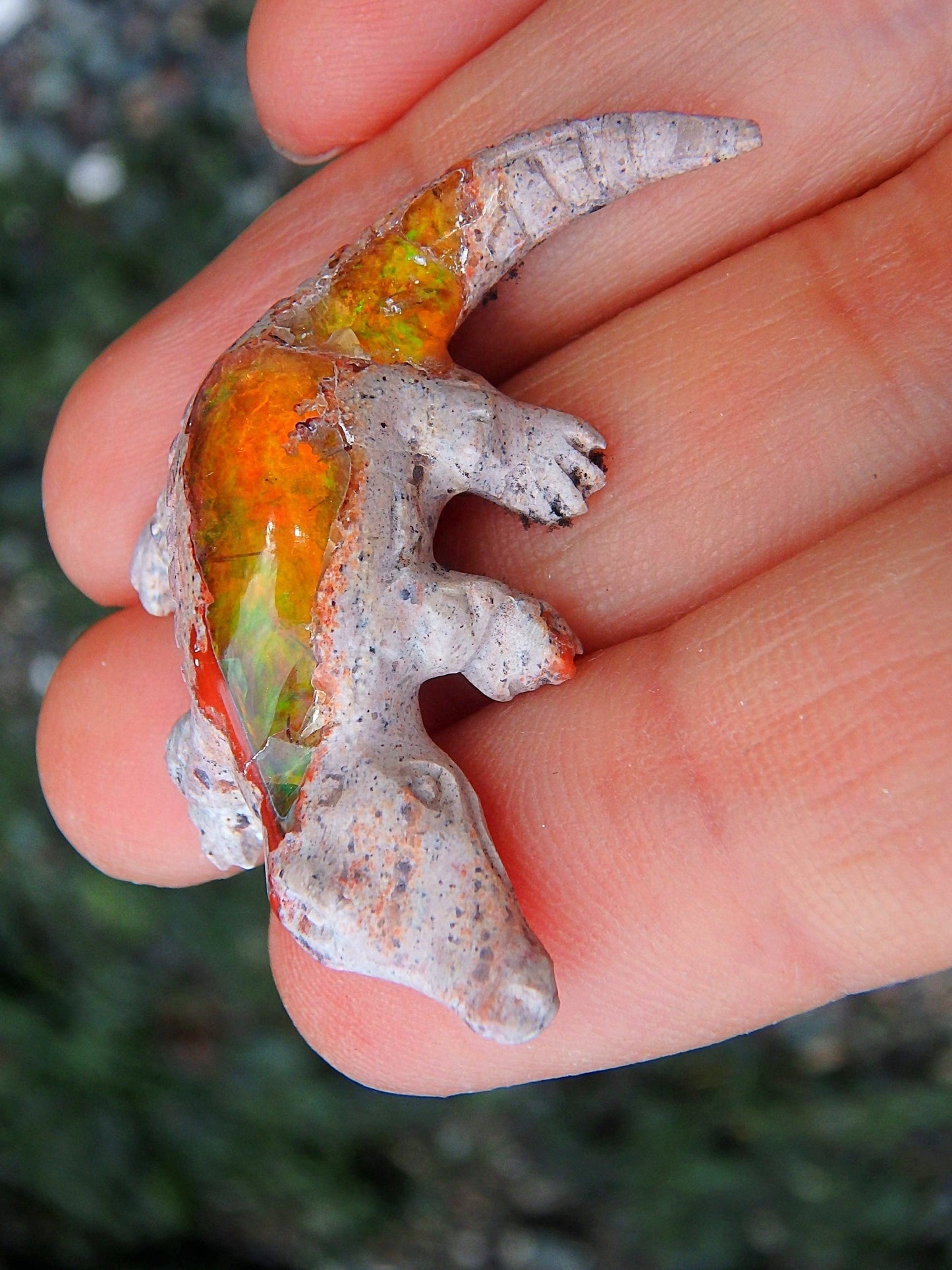  Cute Crocodile Mexican Fire Opal Carving