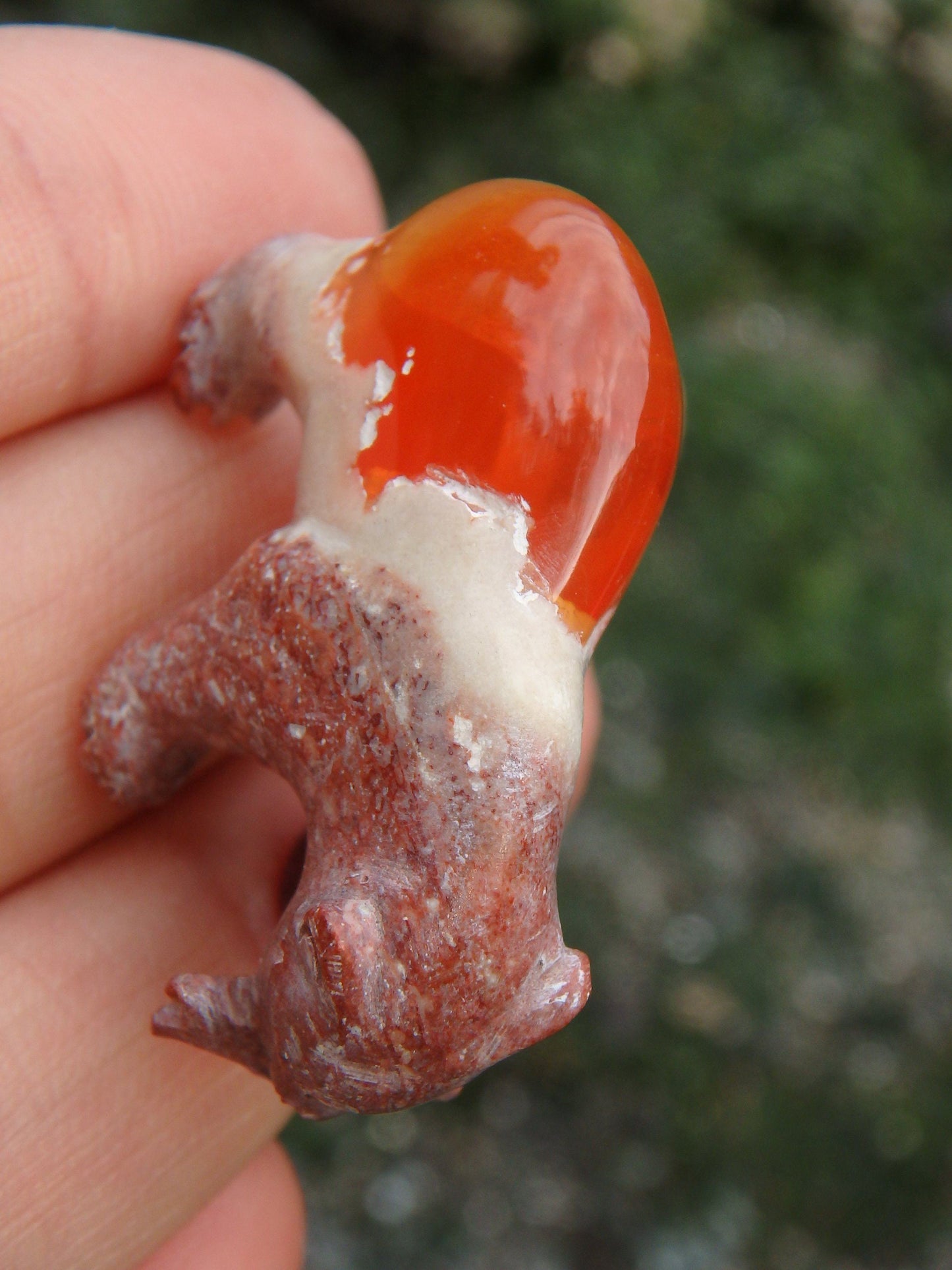  Cute Bear & Fish Mexican Fire Opal Carving