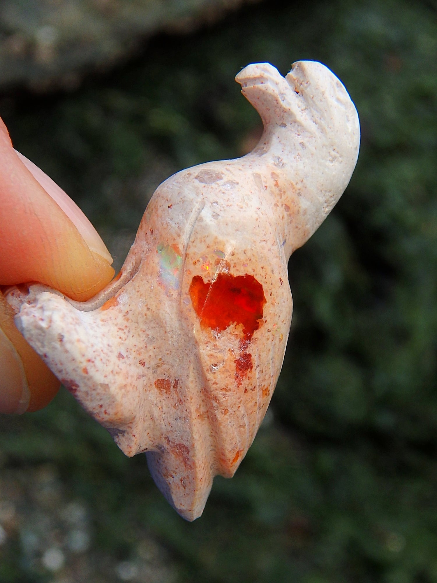  Elegant Eagle Mexican Fire Opal Carving