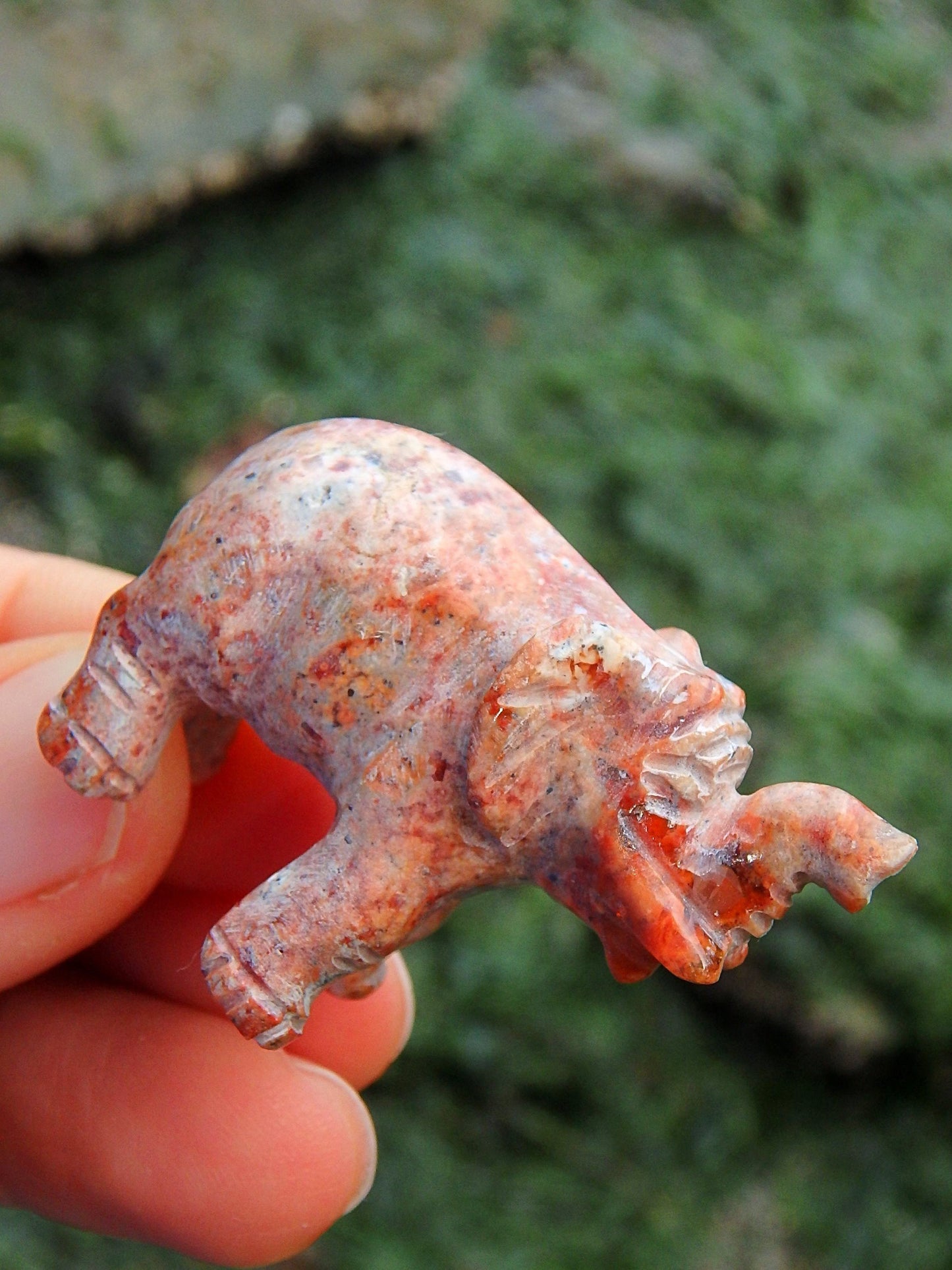  Delightful Flashes Mexican Fire Opal Elephant Carving