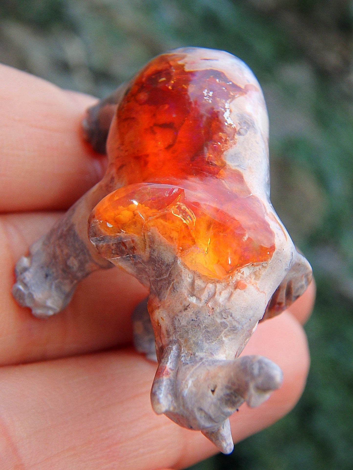 Majestic Mexican Fire Opal Elephant Carving - Earth Family Crystals