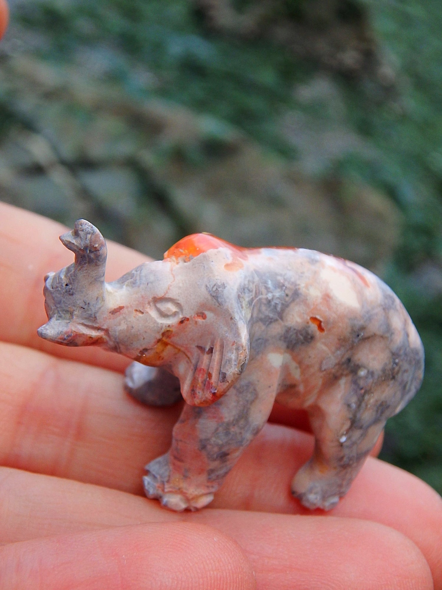 Majestic Mexican Fire Opal Elephant Carving - Earth Family Crystals