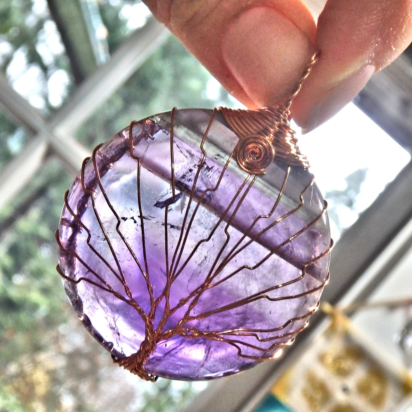 Gorgeous Optical Fluorite Tree of Life Wire Wrapped Pendant - Earth Family Crystals