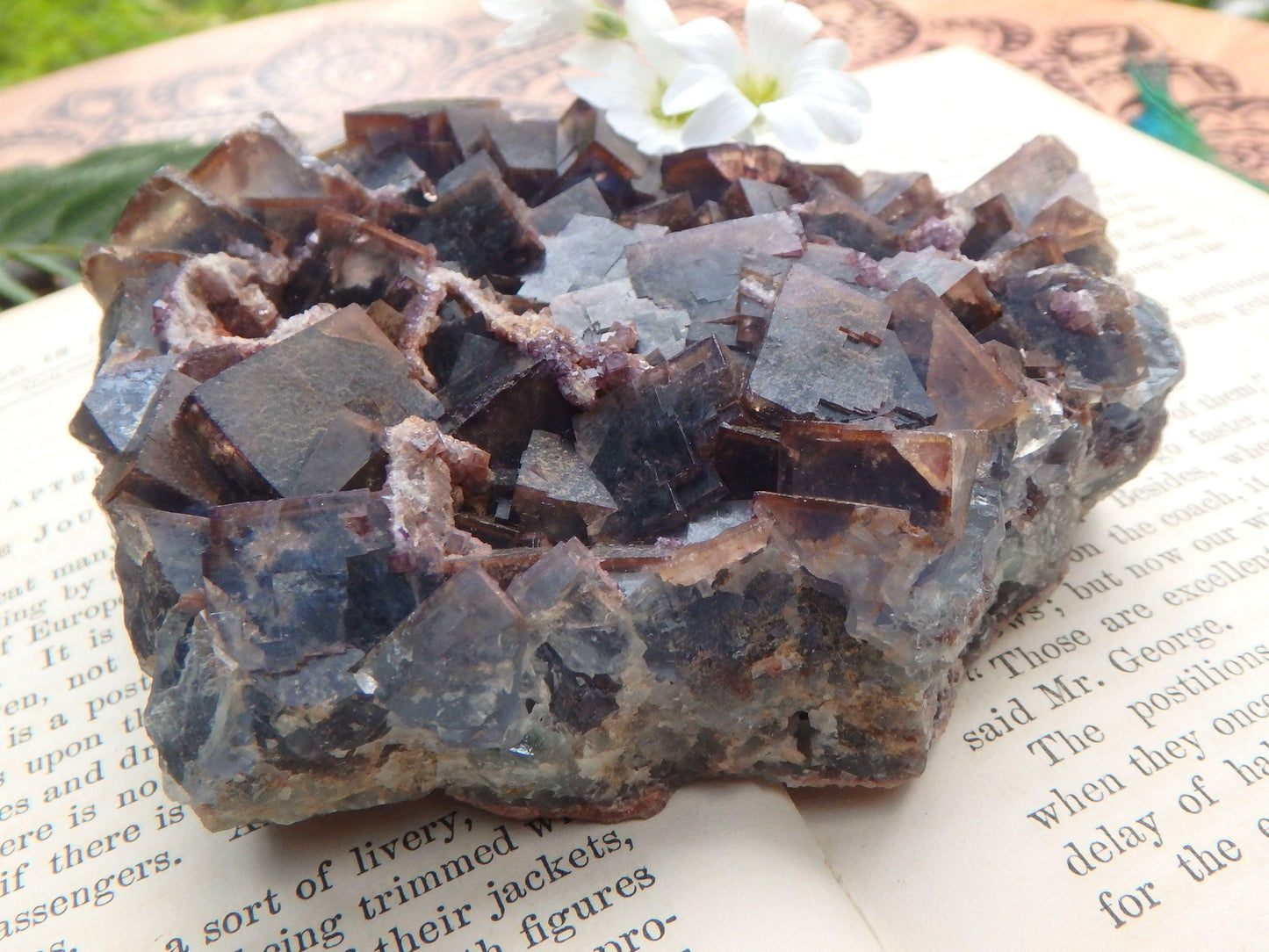  Chunky Turquoise & Deep Purple Cubic Fluorite Cluster From Zuni Mnts, New Mexico