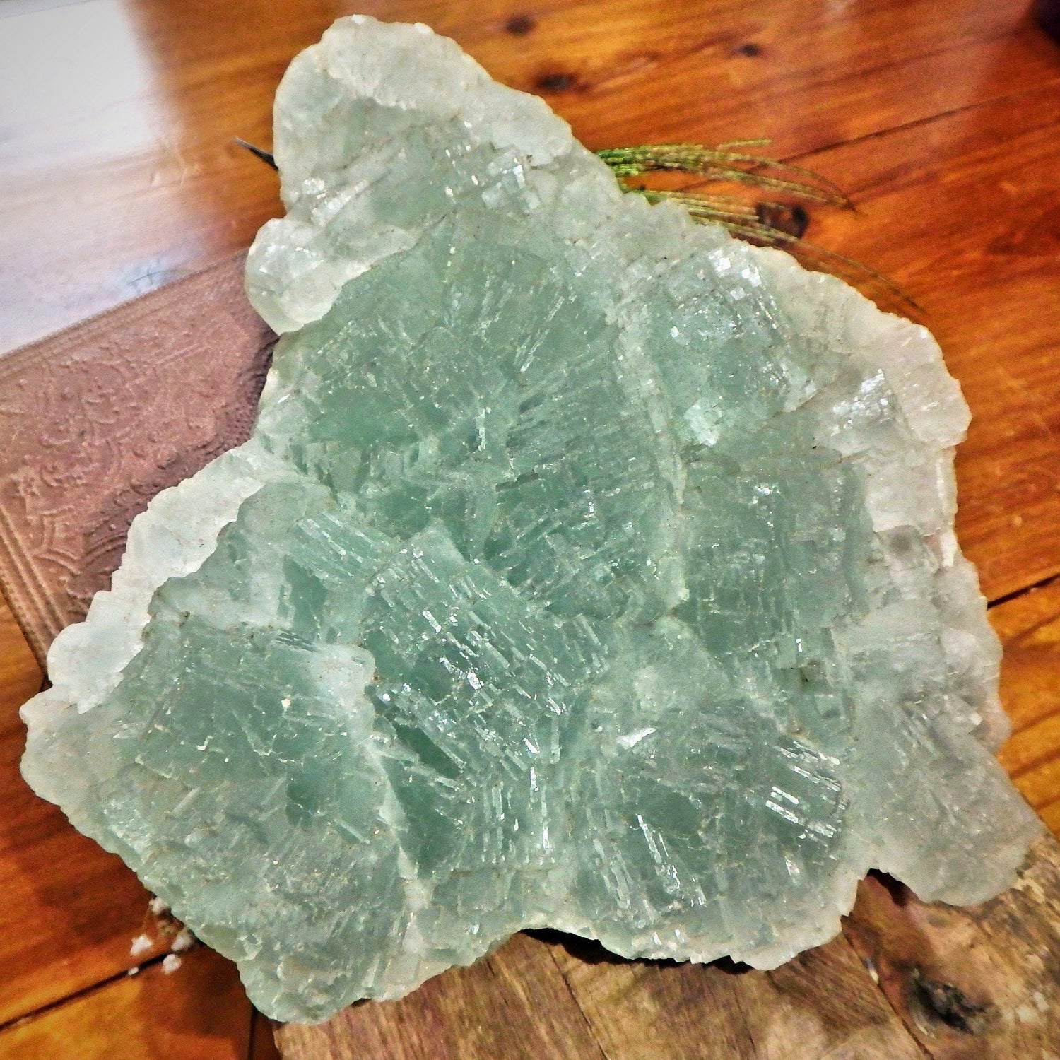  4.8 LB Huge Cubic Ice Green Fluorite Natural Specimen Perfect for Display