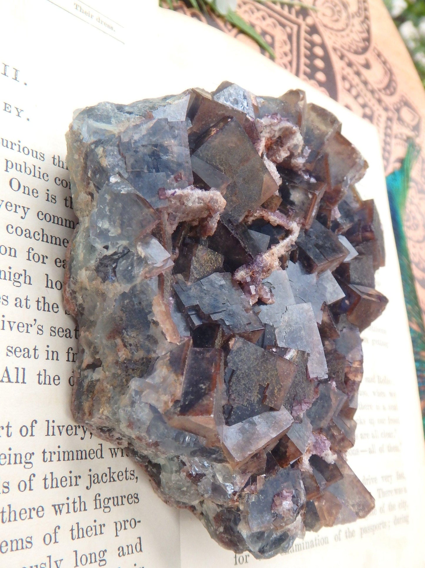  Chunky Turquoise & Deep Purple Cubic Fluorite Cluster From Zuni Mnts, New Mexico
