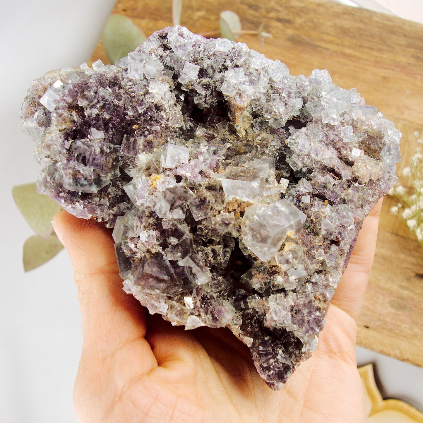  Completely Natural Large 1 LB Cubic Blue & Purple Gemmy Fluorite From Namibia