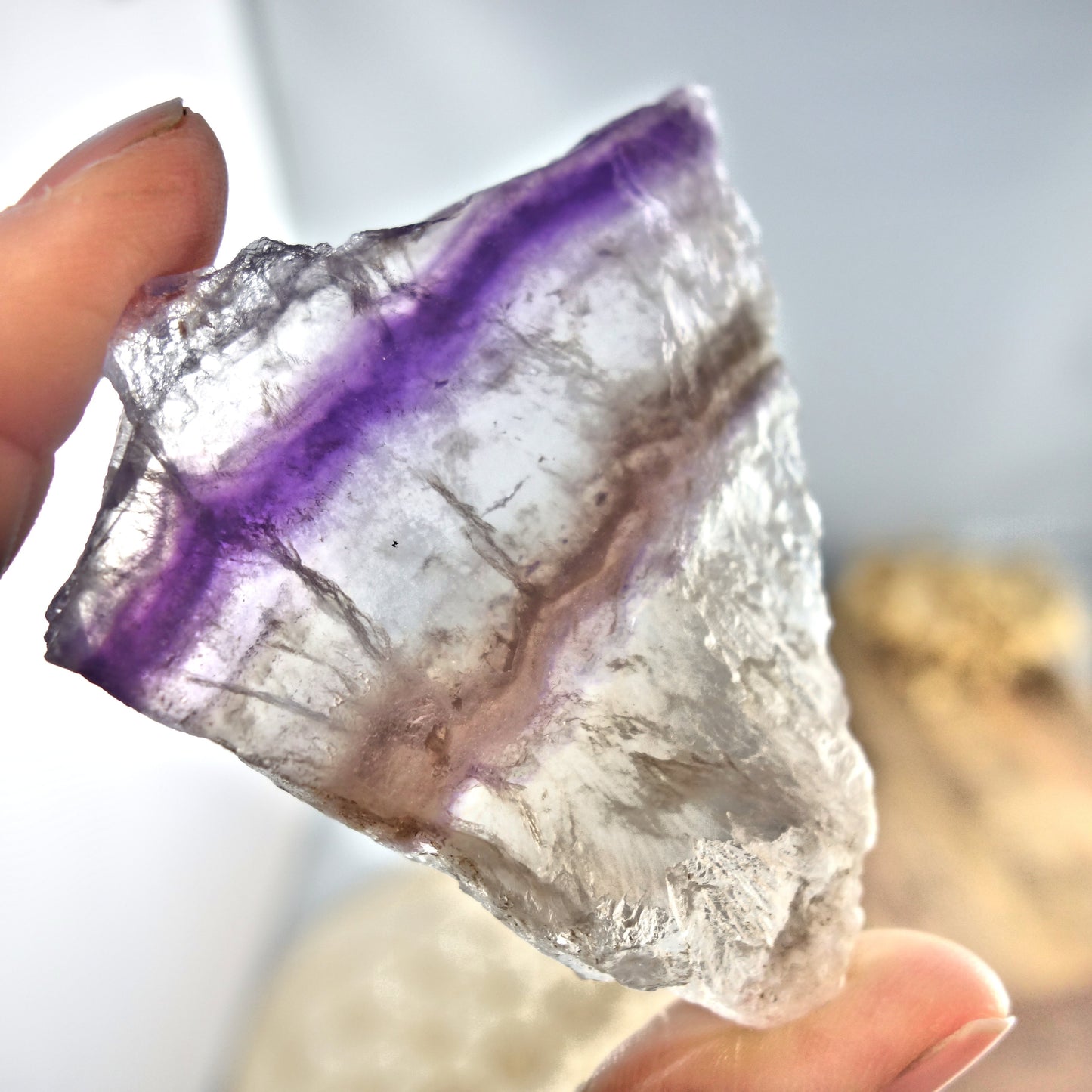 Layers of Purple, Pink & Clear Fluorite Partially Polished Slice - Earth Family Crystals