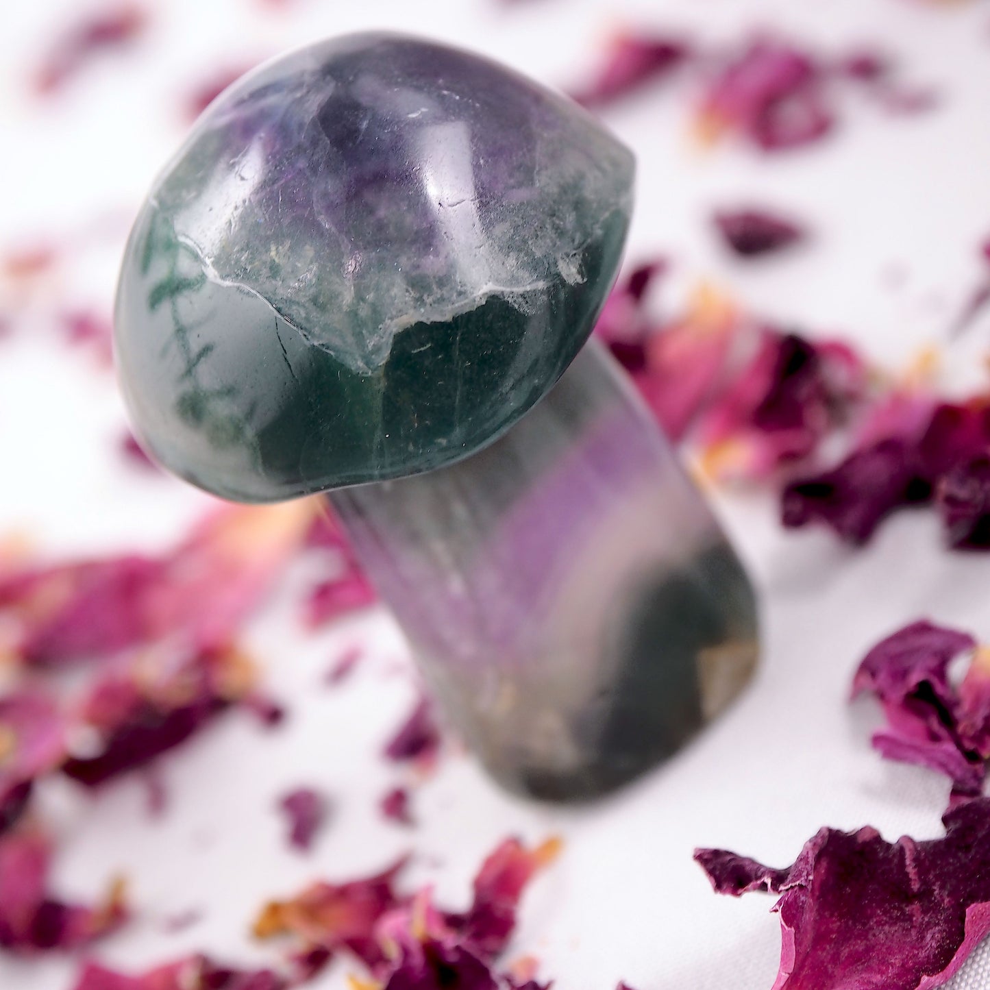 Rainbow Fluorite Mushroom Standing Display Carving