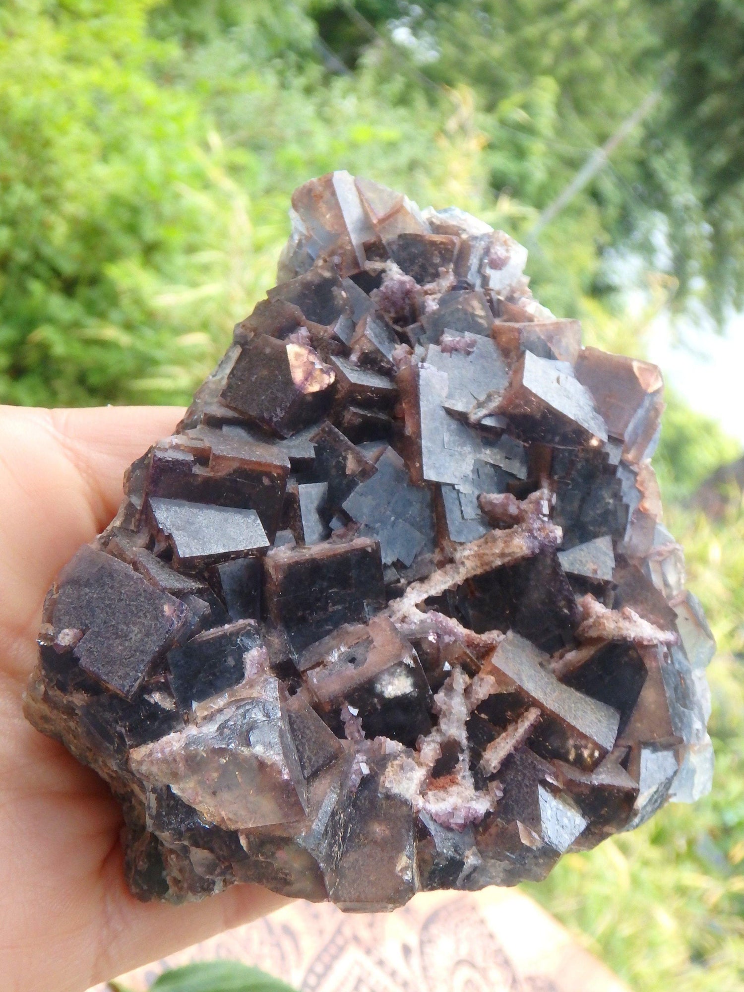  Chunky Turquoise & Deep Purple Cubic Fluorite Cluster From Zuni Mnts, New Mexico