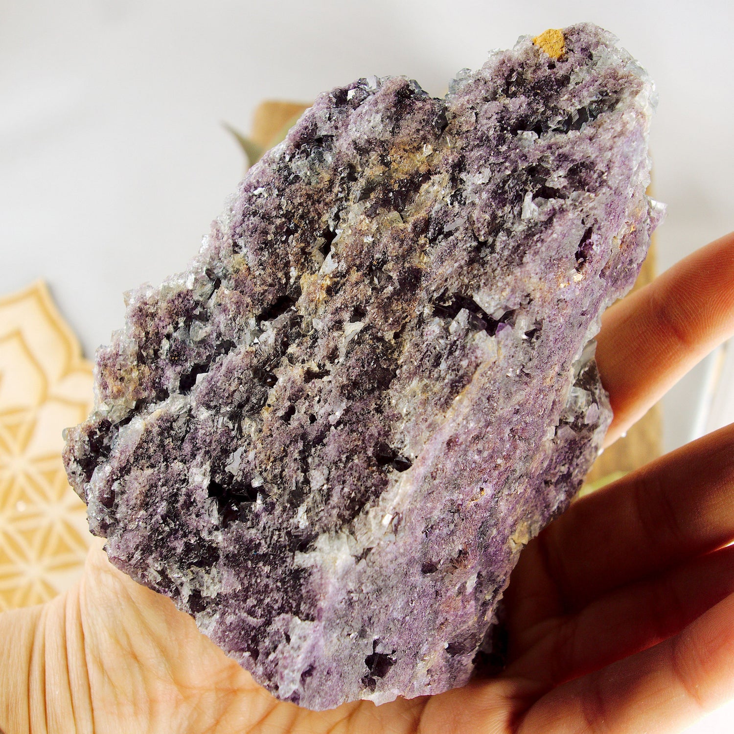  Completely Natural Large 1 LB Cubic Blue & Purple Gemmy Fluorite From Namibia