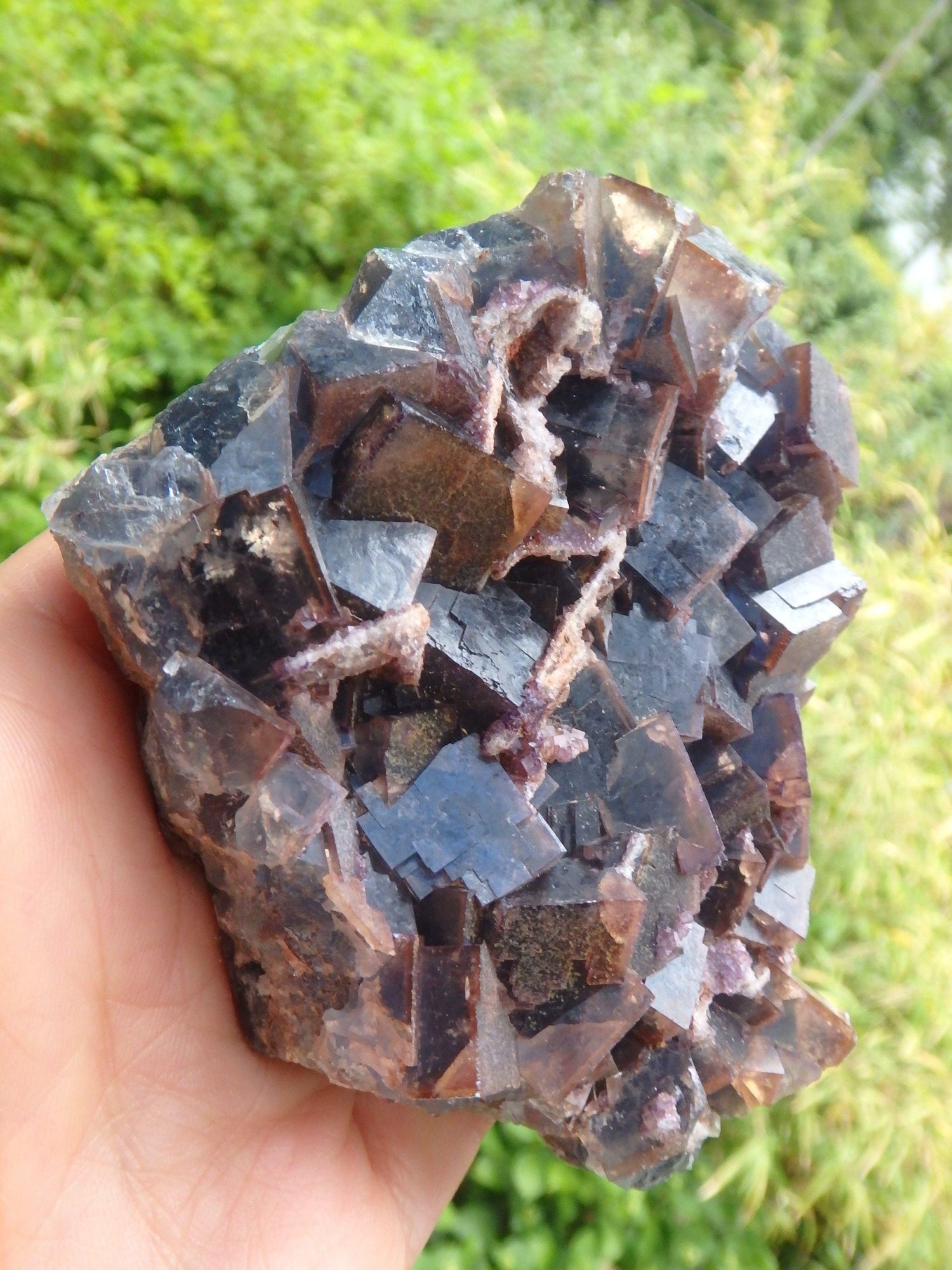  Chunky Turquoise & Deep Purple Cubic Fluorite Cluster From Zuni Mnts, New Mexico
