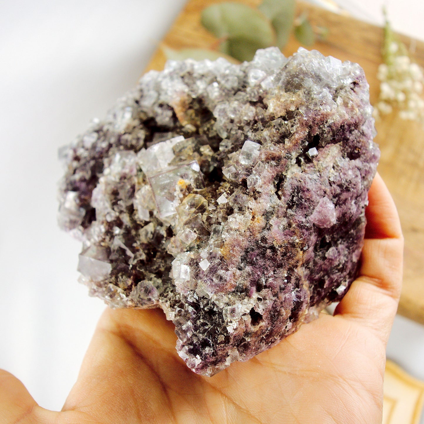  Completely Natural Large 1 LB Cubic Blue & Purple Gemmy Fluorite From Namibia