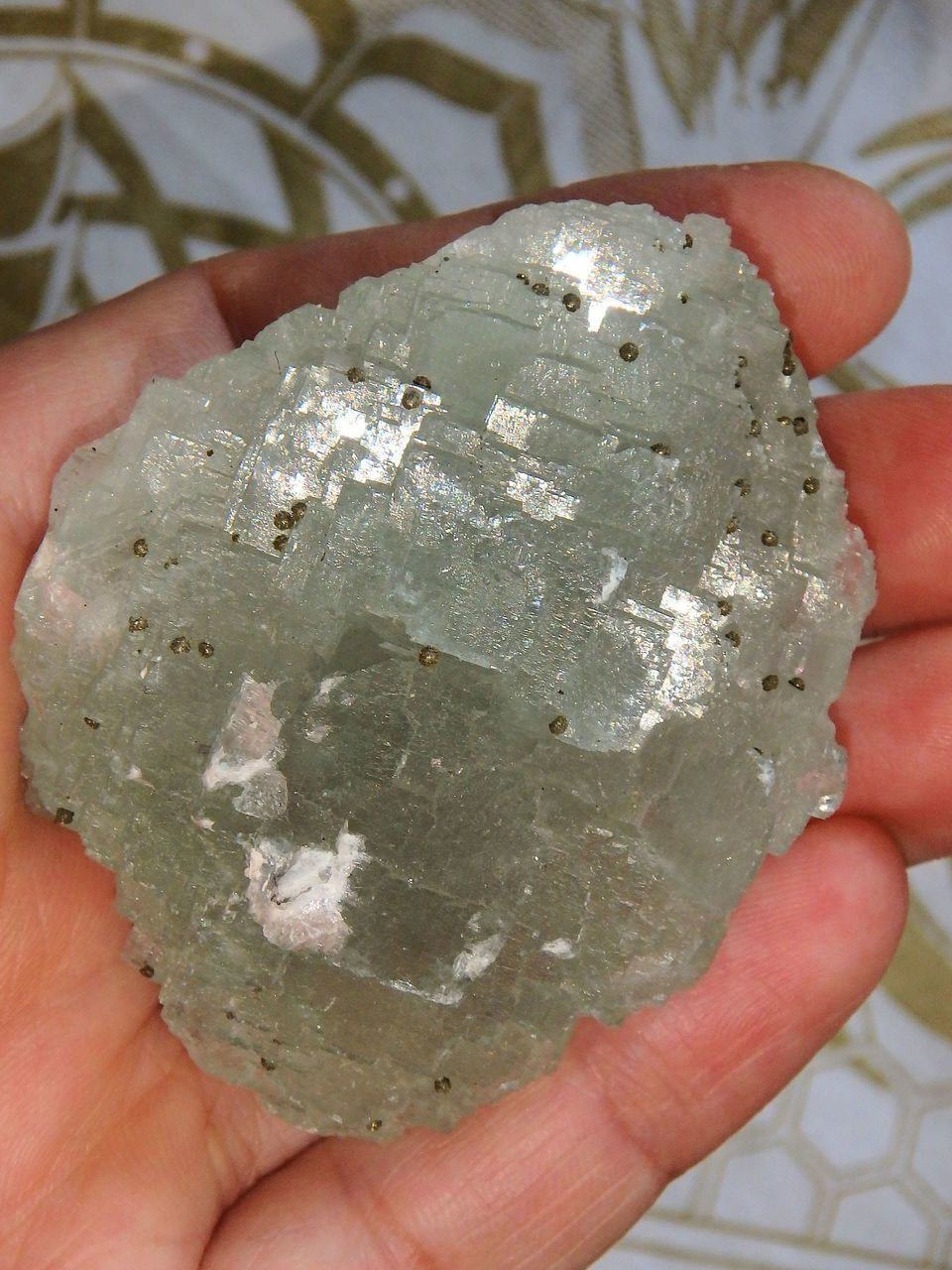  Brilliant Green Fluorite With Pyrite Frosting Inclusions