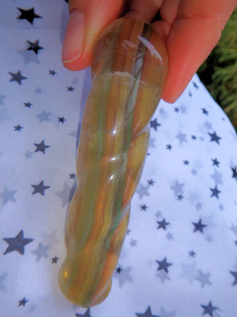  Delightful Rainbow Fluorite Twist Wand Carving