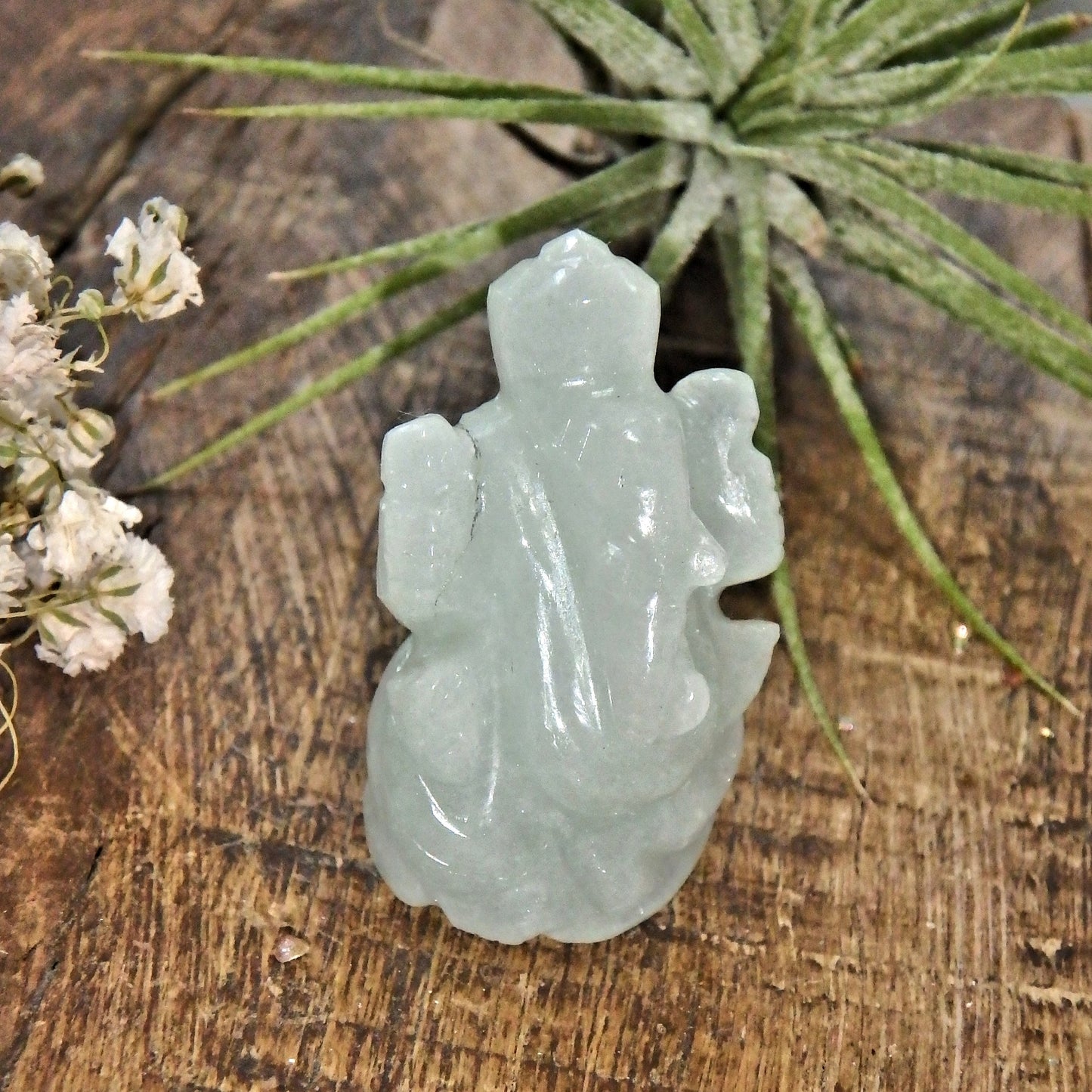 Mint Green Aventurine Ganesha Dainty Carving- The Remover of Obstacles - Earth Family Crystals
