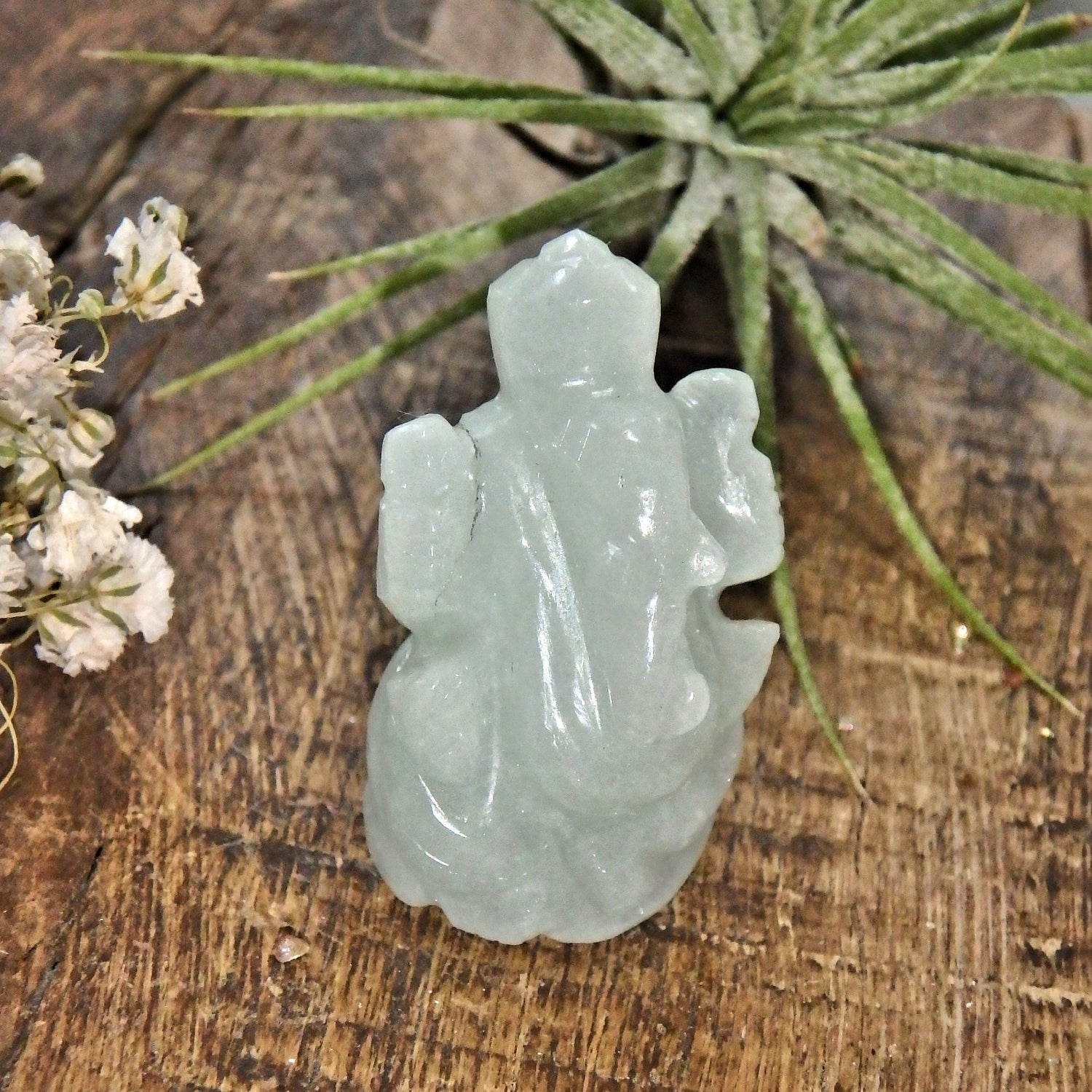 Mint Green Aventurine Ganesha Dainty Carving- The Remover of Obstacles - Earth Family Crystals