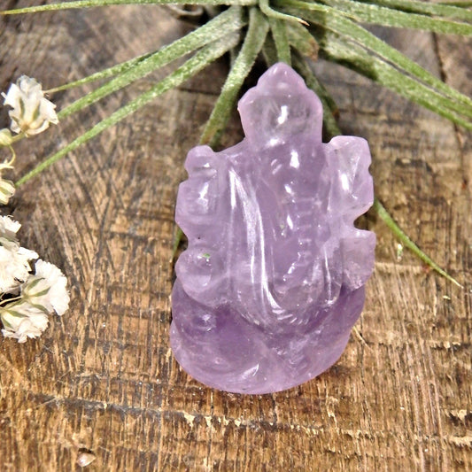  Adorable Lavender Amethyst Ganesha Dainty Carving- The Remover of Obstacles