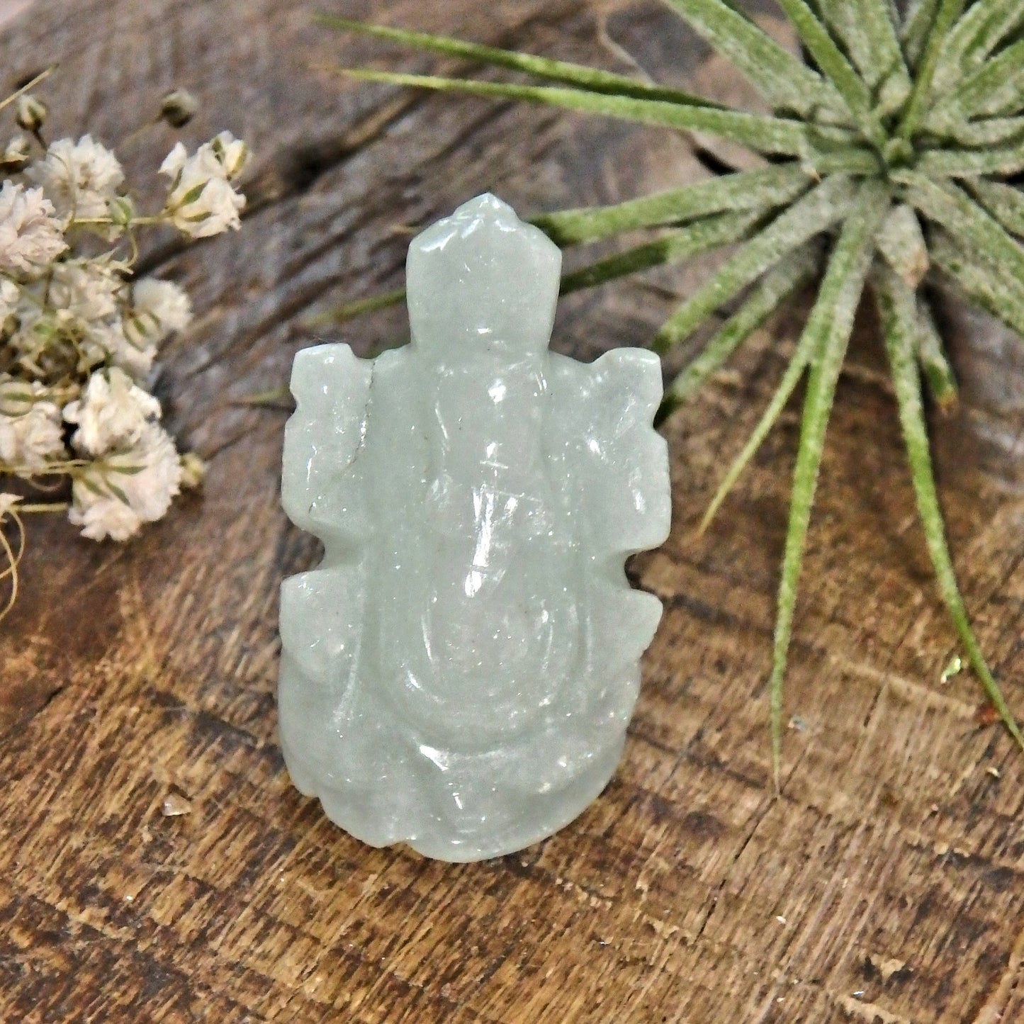 Mint Green Aventurine Ganesha Dainty Carving- The Remover of Obstacles - Earth Family Crystals