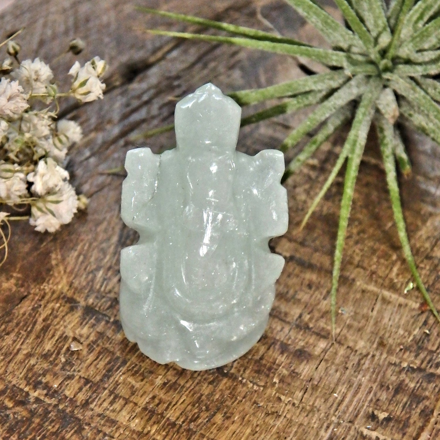 Mint Green Aventurine Ganesha Dainty Carving- The Remover of Obstacles - Earth Family Crystals