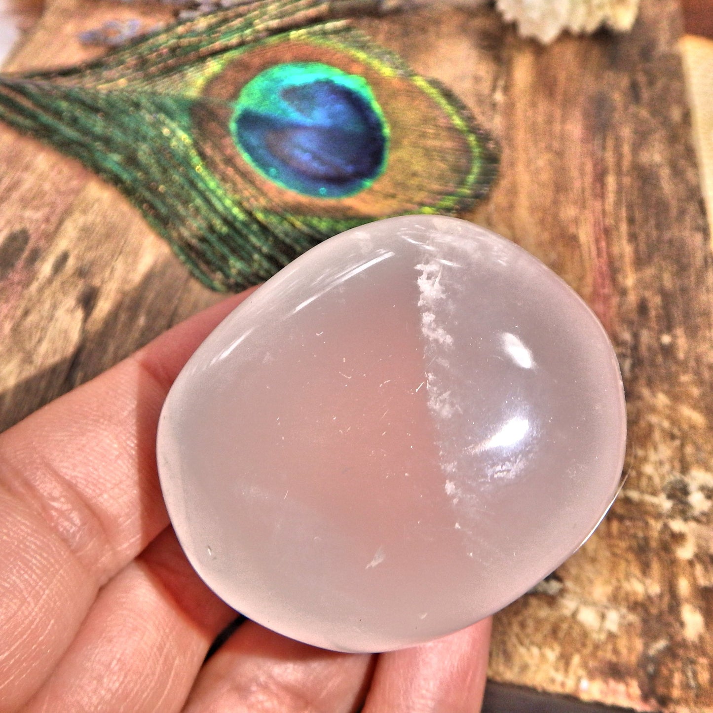 Meditative Frosted White Girasol Hand Held Specimen - Earth Family Crystals
