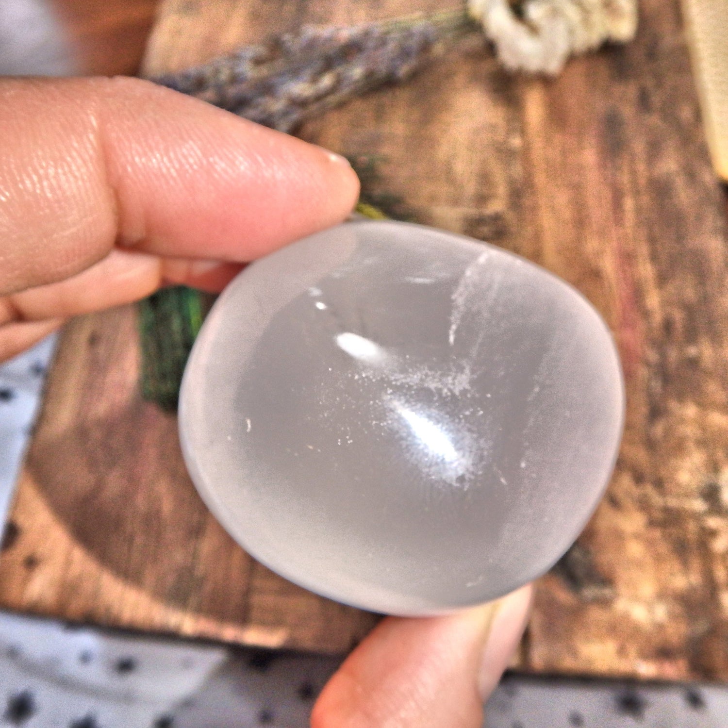 Meditative Frosted White Girasol Hand Held Specimen - Earth Family Crystals