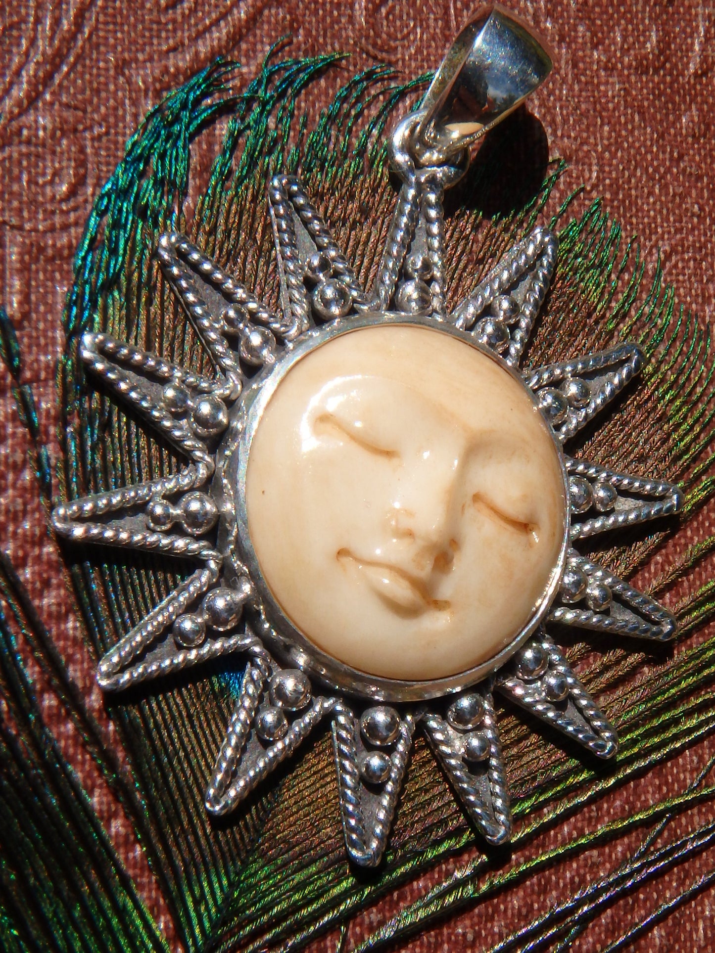 Sleeping Goddess Sun Bone  Pendant in Sterling Silver (Includes Silver Chain) - Earth Family Crystals