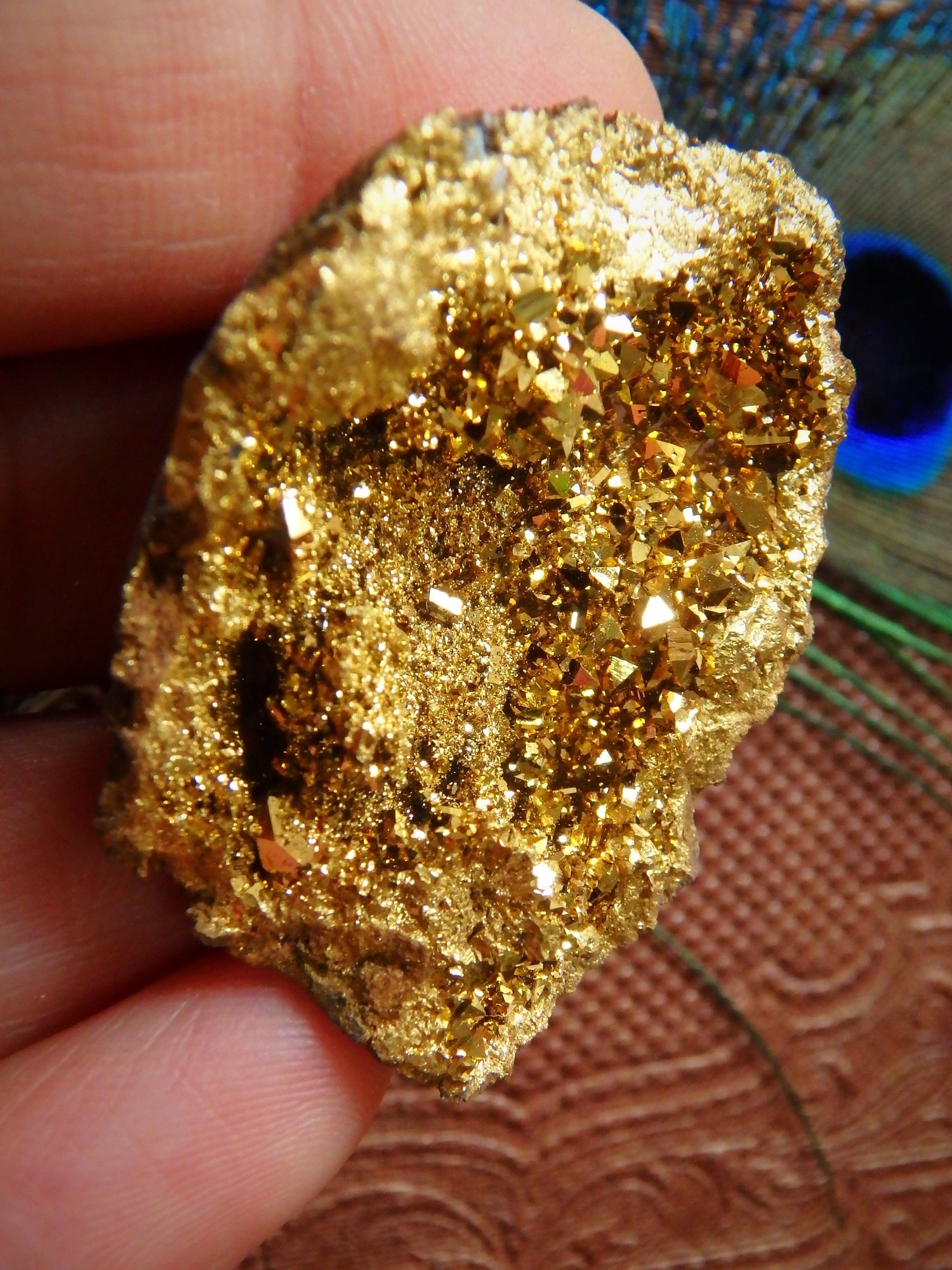 Incredible Sparkle~14k gold bonded Gold Aura Quartz Geode From Brazil 4 - Metiz Tier Price