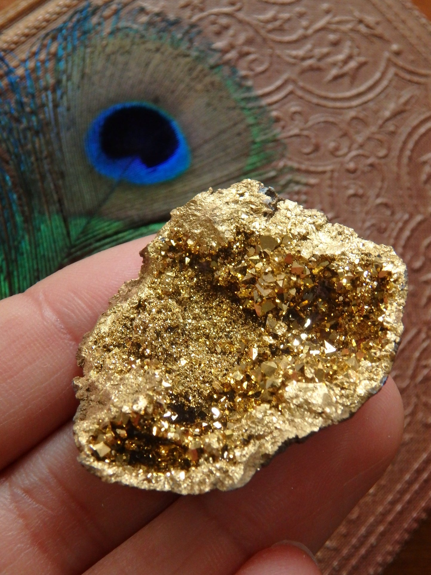 Incredible Sparkle~14k gold bonded Gold Aura Quartz Geode From Brazil 4 - Metiz Tier Price