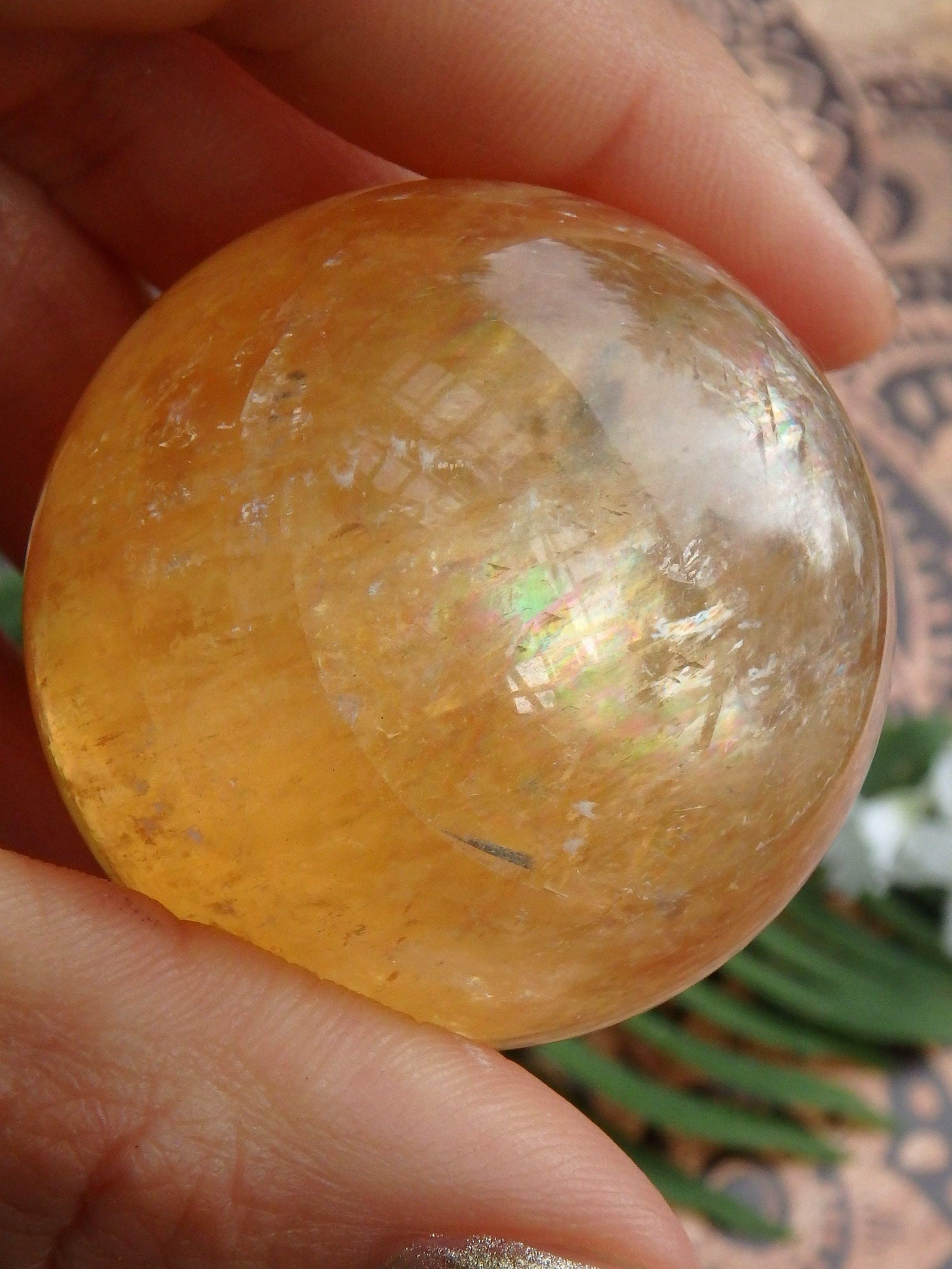  Brilliant Deep Orange Golden Calcite Sphere Carving 3