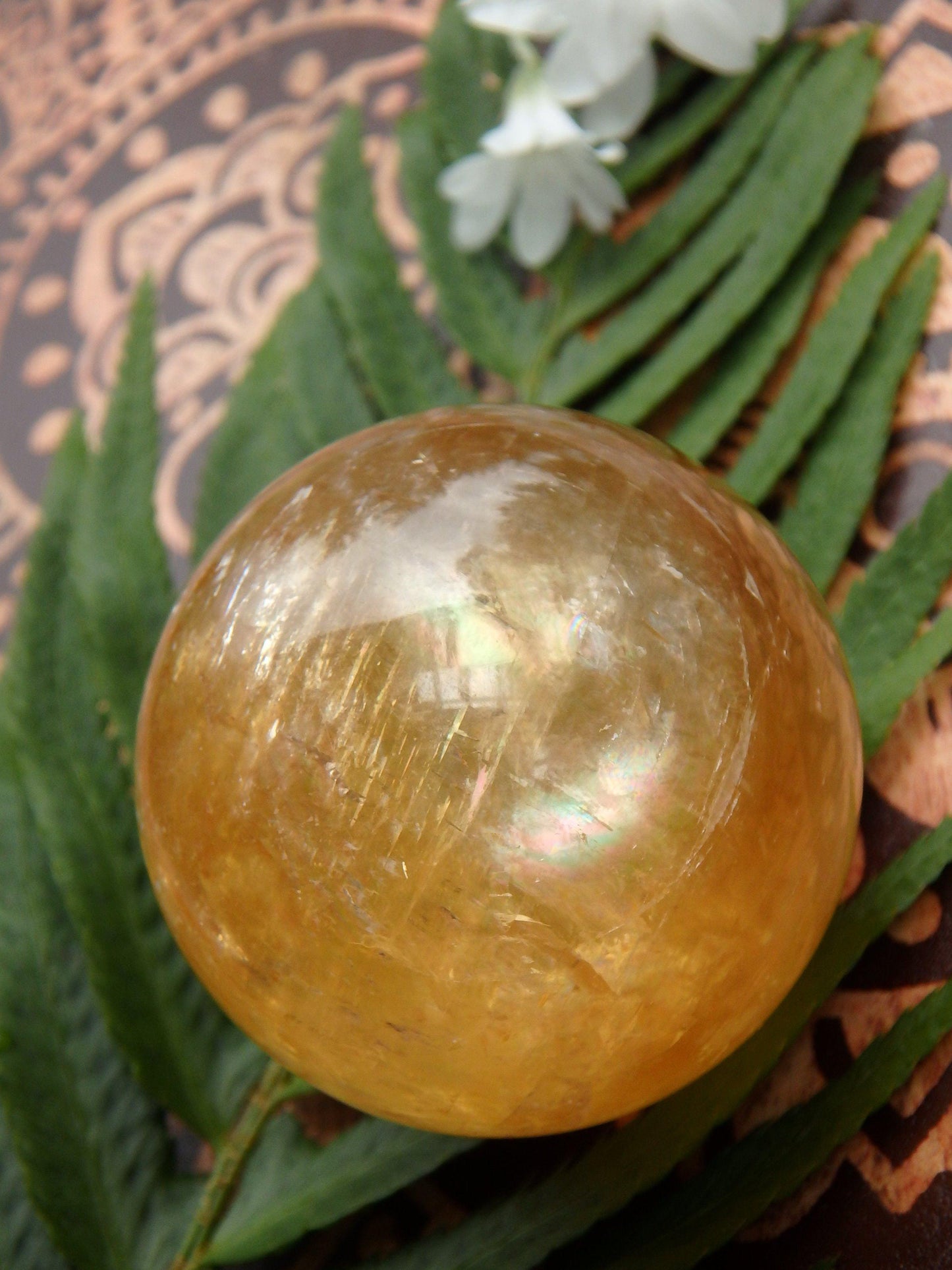  Brilliant Deep Orange Golden Calcite Sphere Carving 2