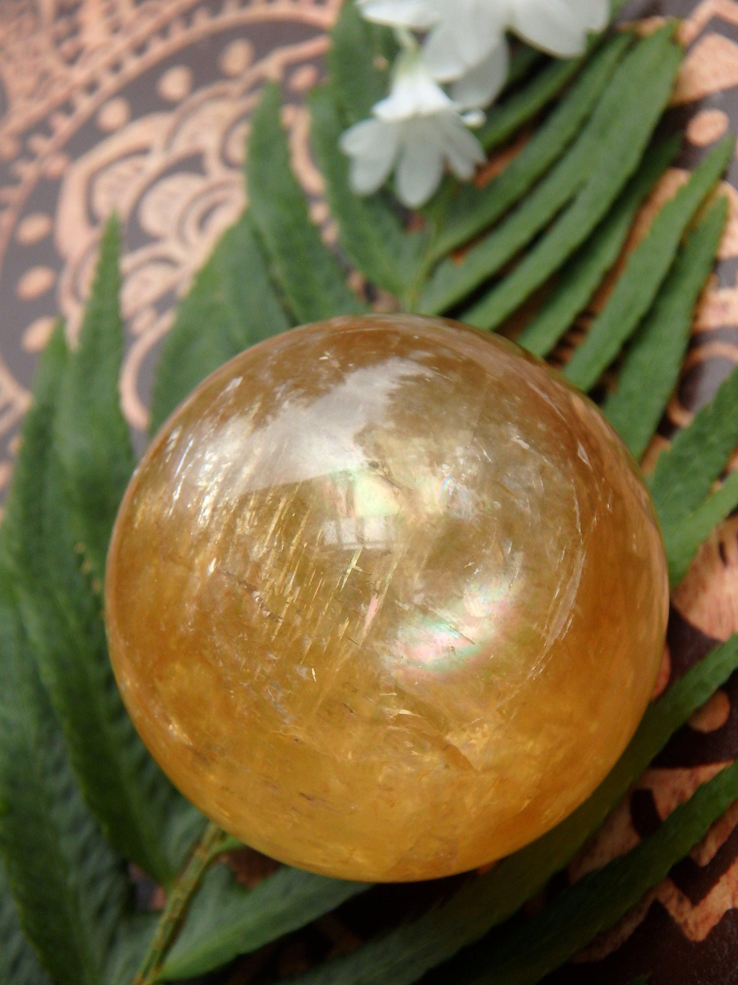  Brilliant Deep Orange Golden Calcite Sphere Carving 2