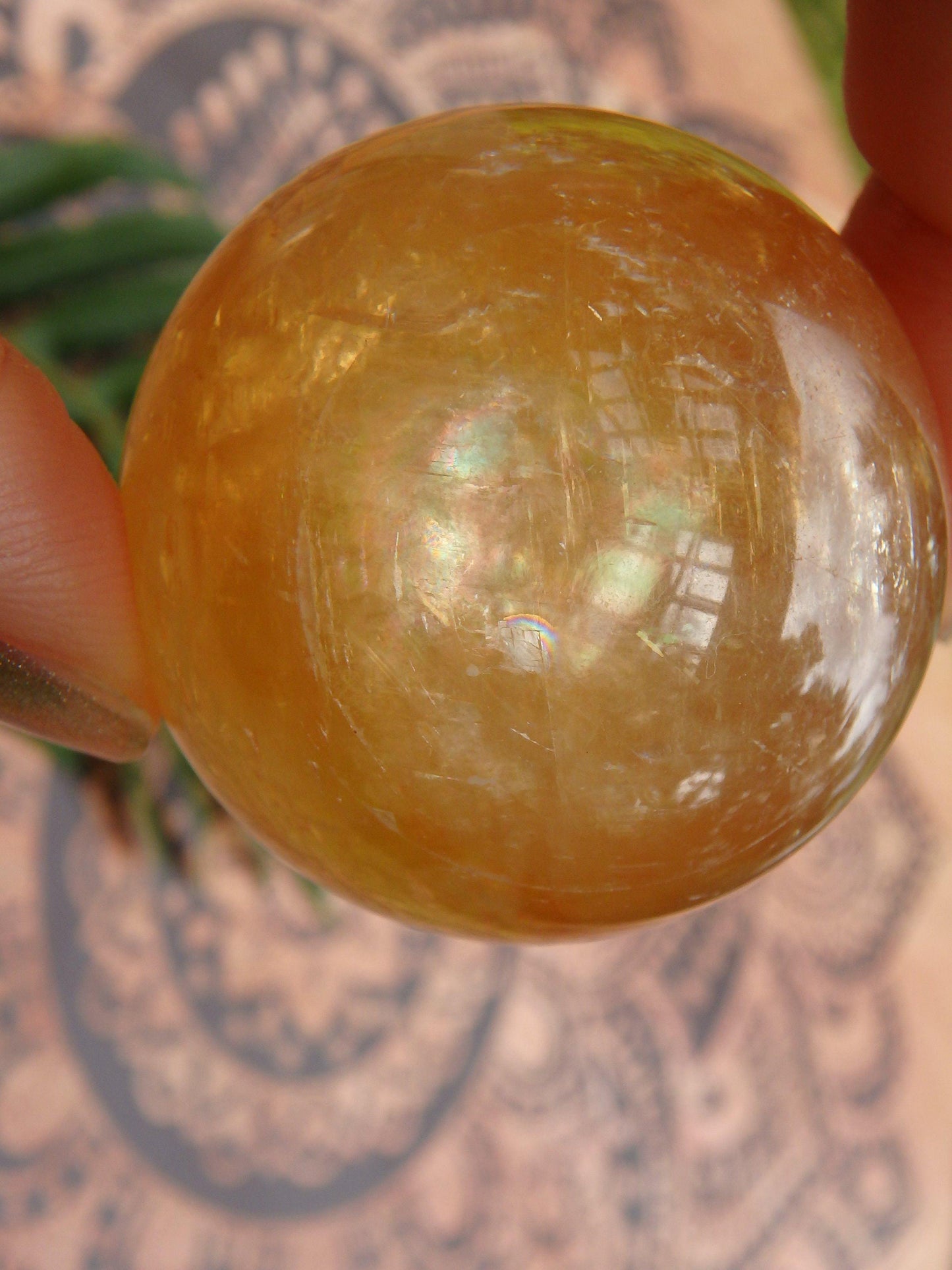  Brilliant Deep Orange Golden Calcite Sphere Carving 1