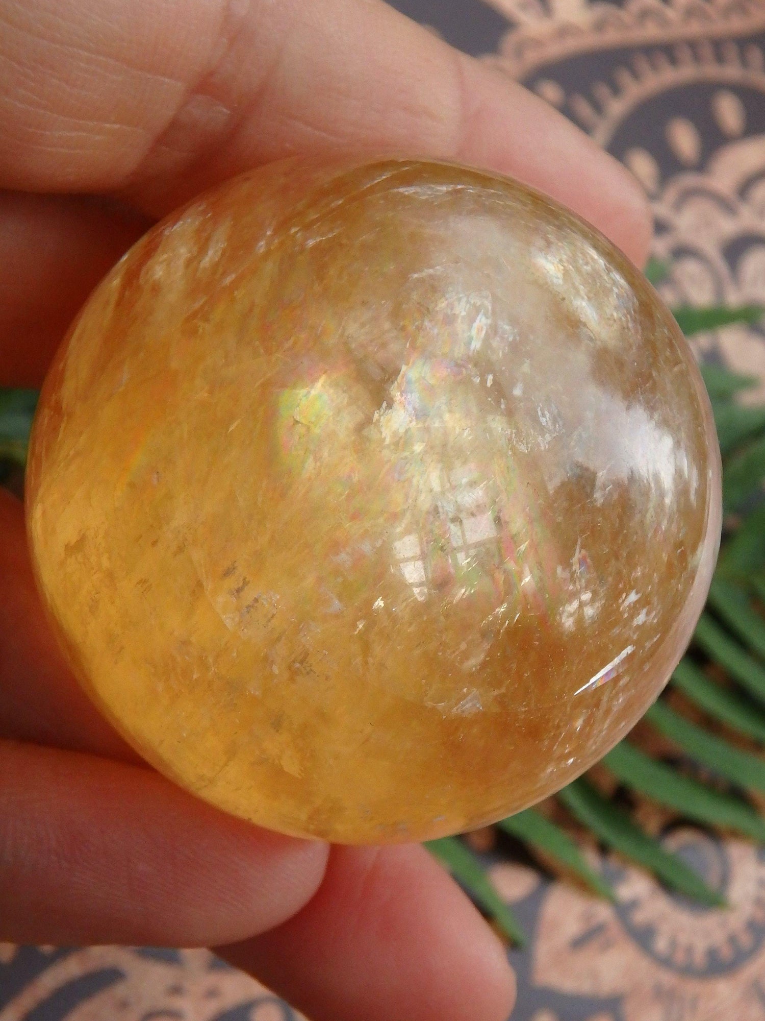  Brilliant Deep Orange Golden Calcite Sphere Carving 3