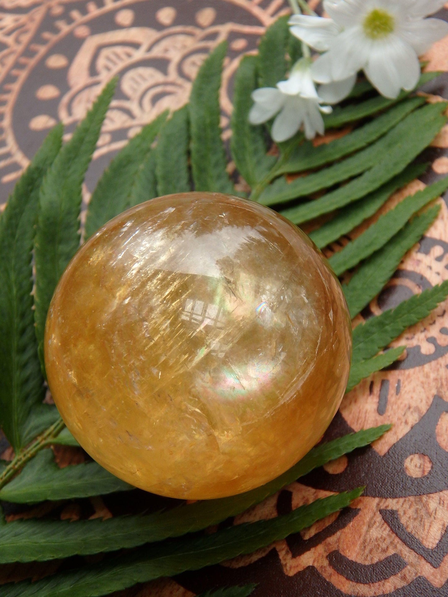  Brilliant Deep Orange Golden Calcite Sphere Carving 2