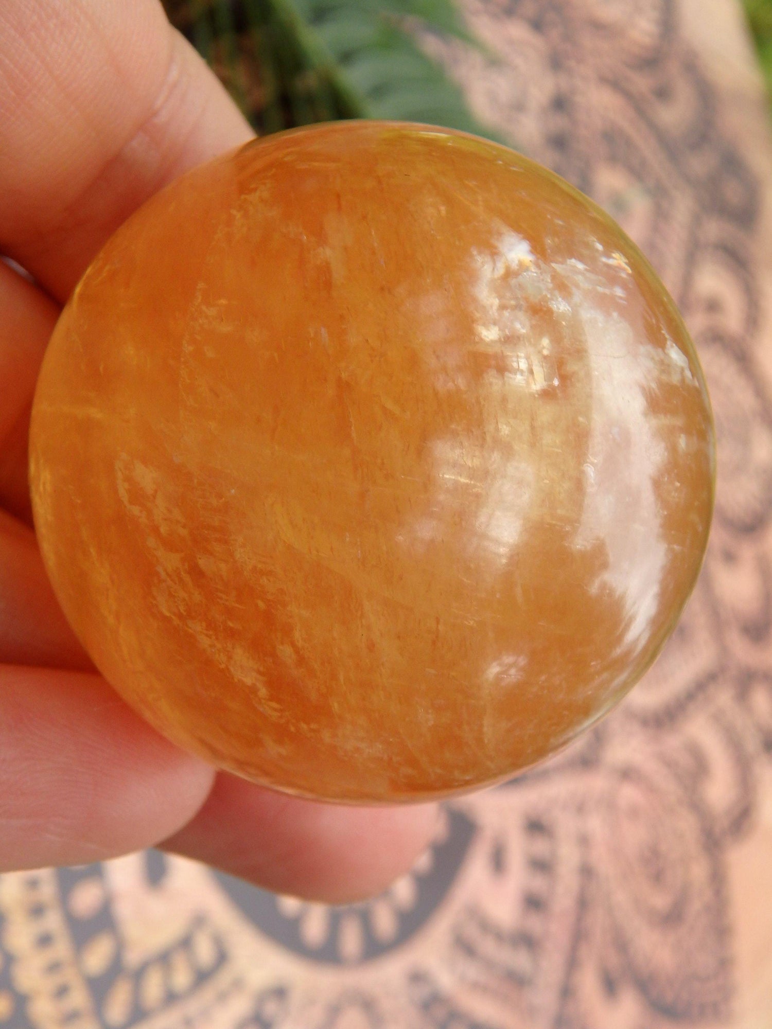  Brilliant Deep Orange Golden Calcite Sphere Carving 1
