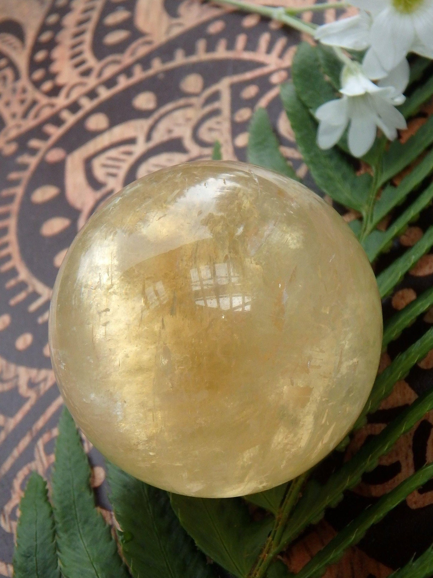  Brilliant Honey & Golden Calcite Sphere Carving