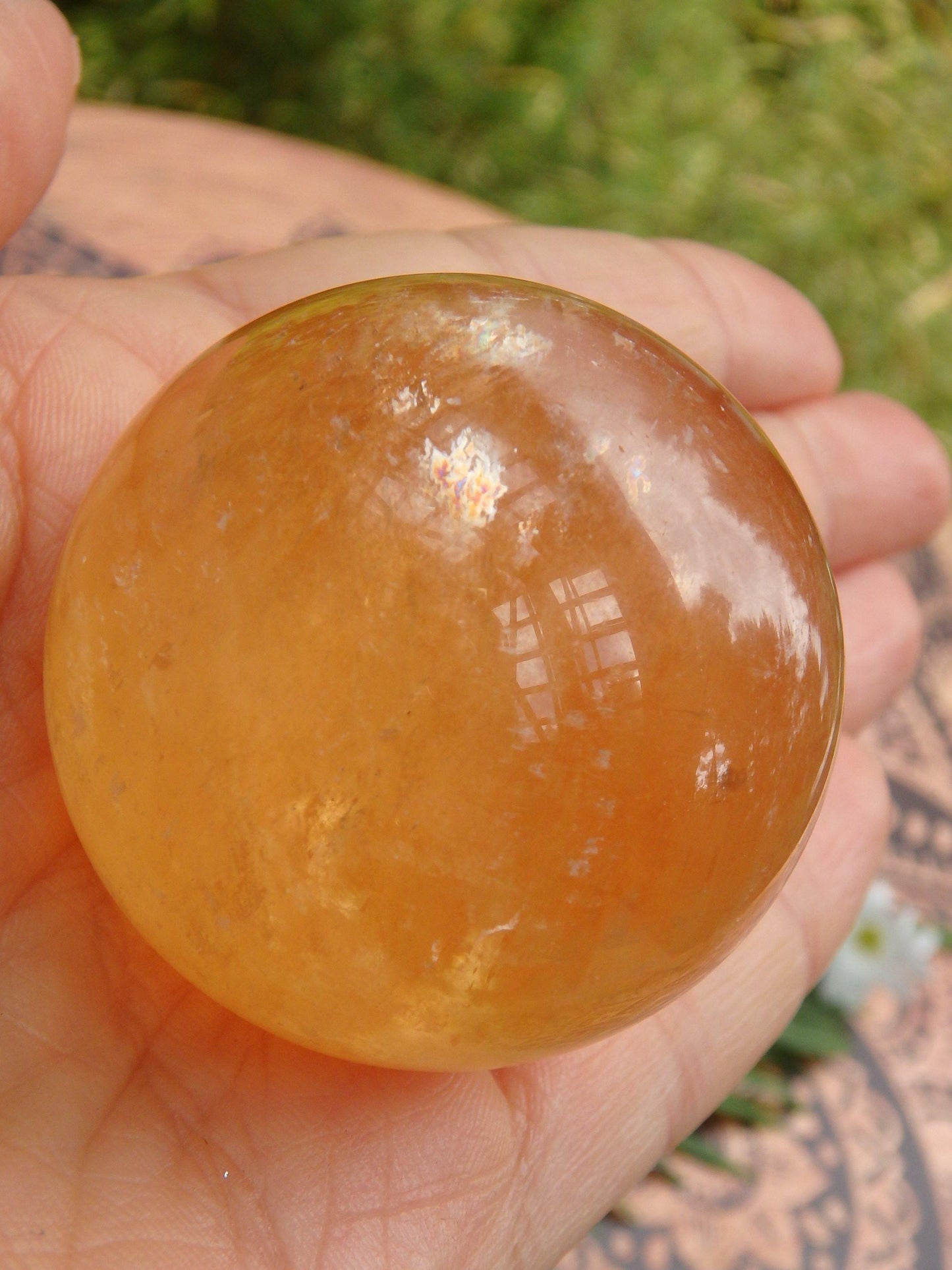  Brilliant Deep Orange Golden Calcite Sphere Carving 1