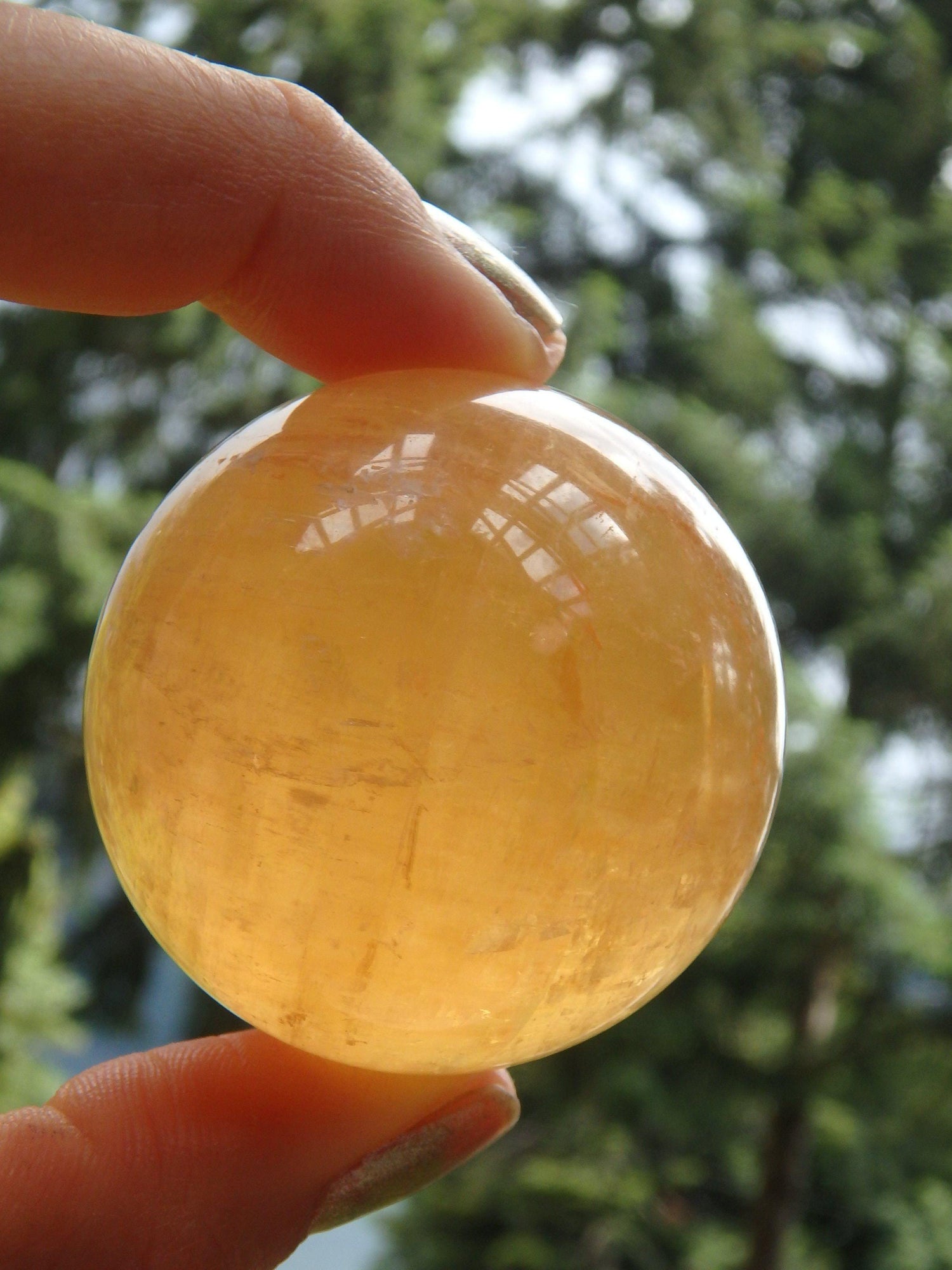  Brilliant Deep Orange Golden Calcite Sphere Carving 1