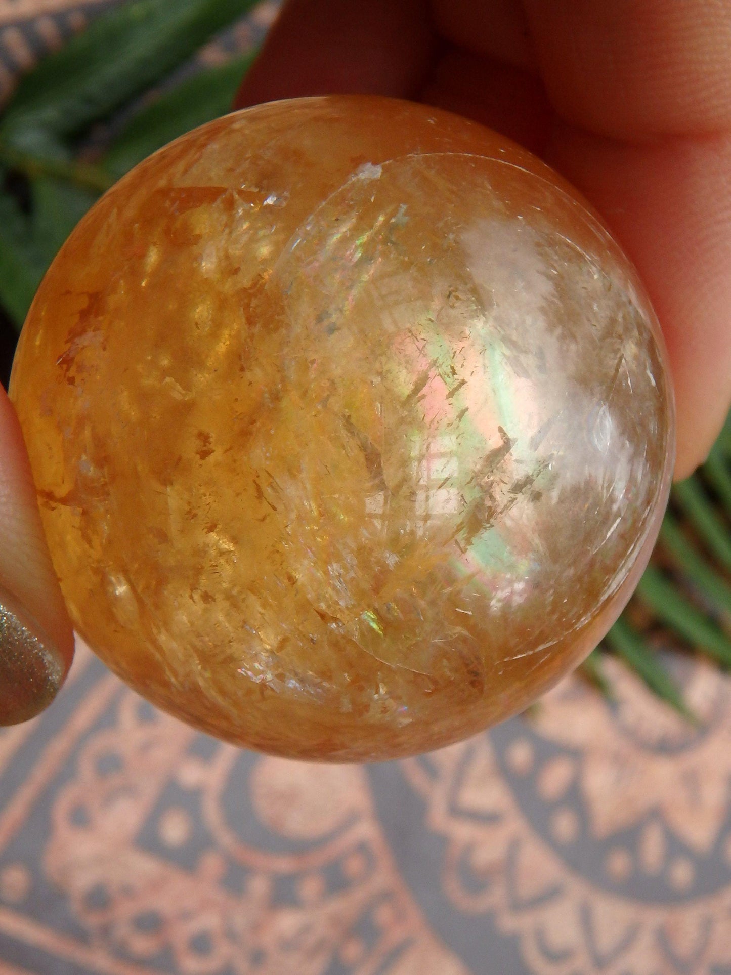  Brilliant Deep Orange Golden Calcite Sphere Carving 2