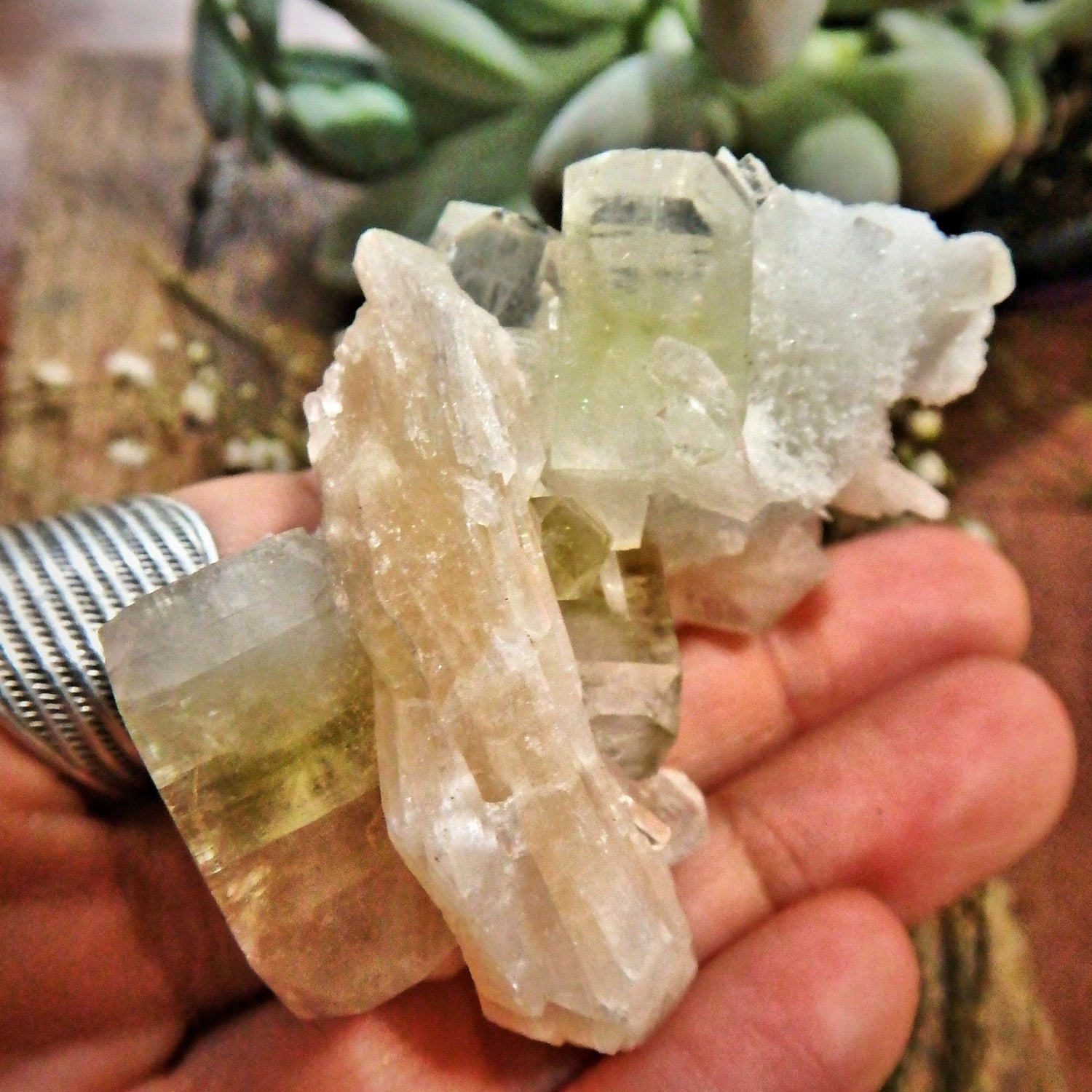 Lovely Combo-Green Apophyllite, Pink Stilbite & Heulandite Cluster From India - Earth Family Crystals