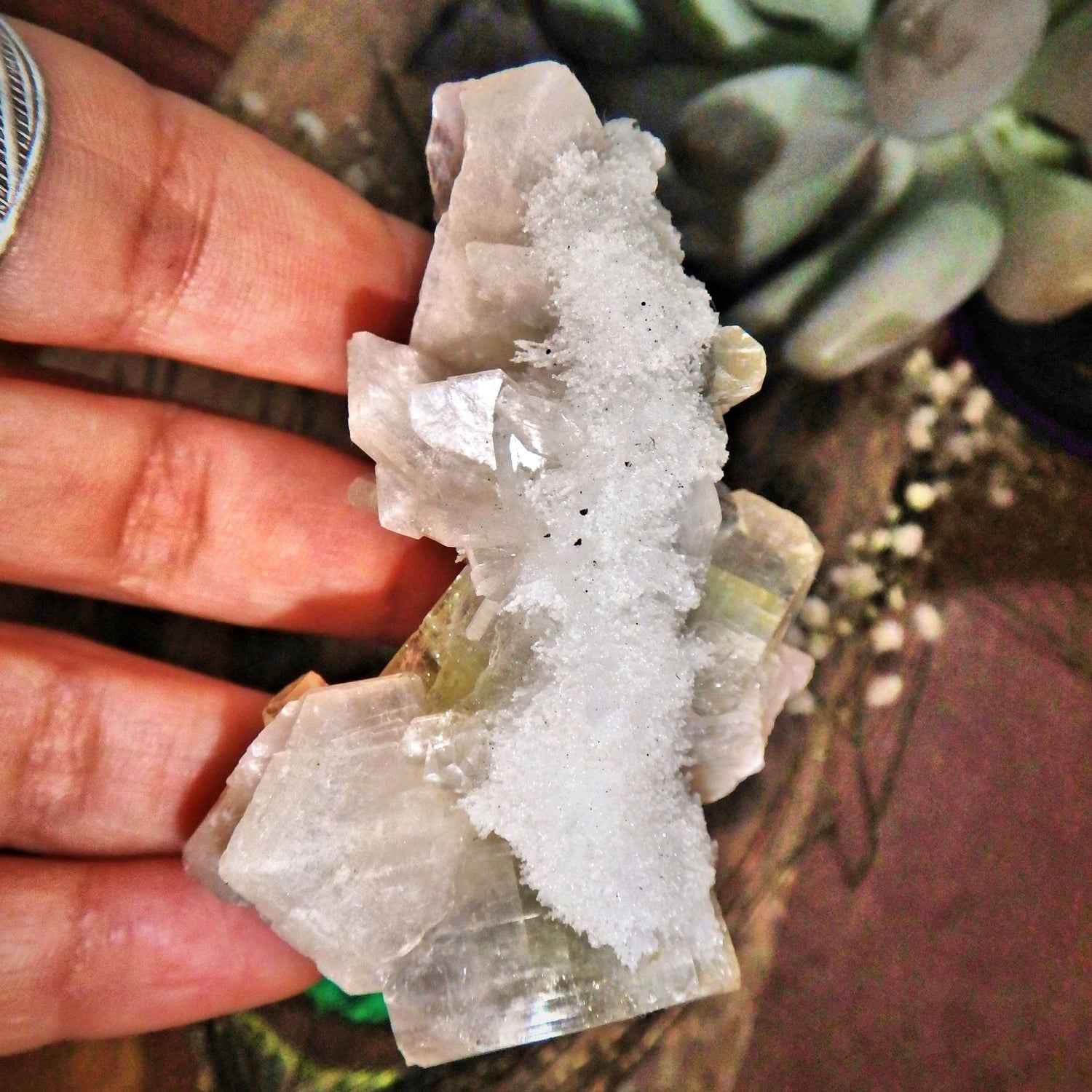 Lovely Combo-Green Apophyllite, Pink Stilbite & Heulandite Cluster From India - Earth Family Crystals