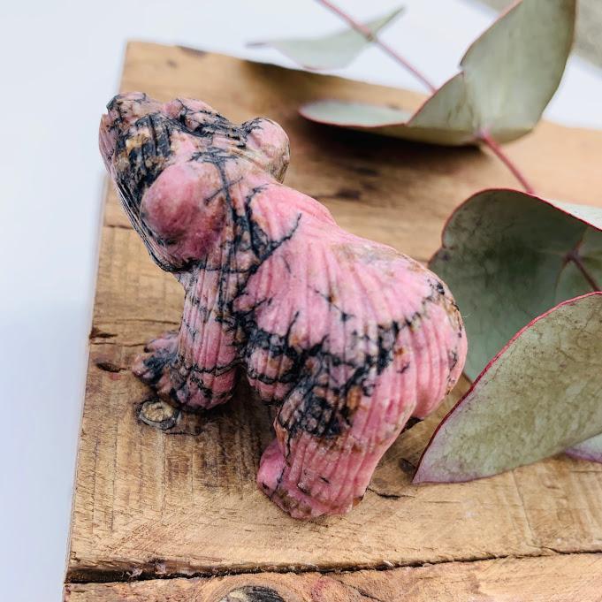  Adorable Rhodonite Bear Display Carving
