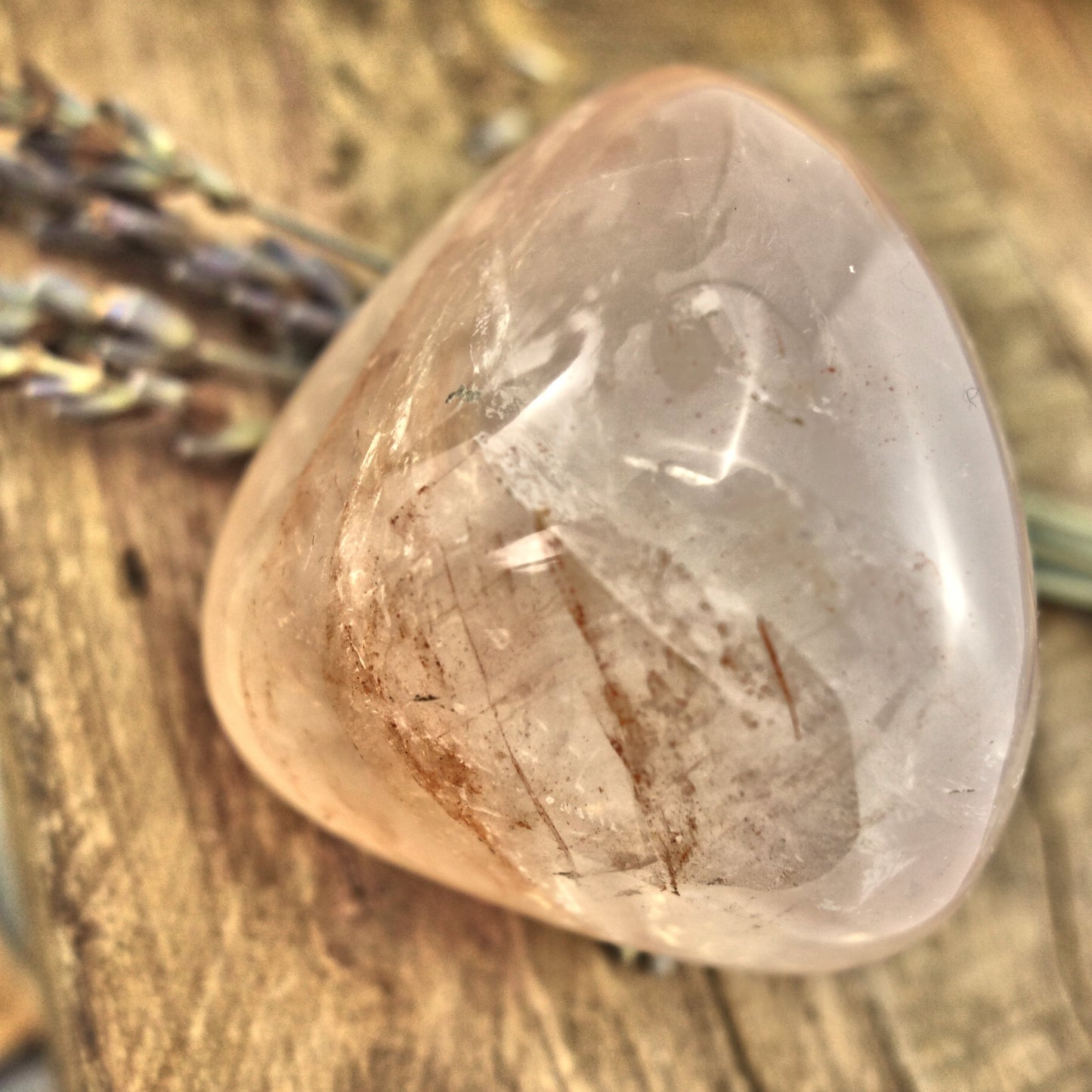 Optical Red Hematoid Quartz Palm Stone From Madagascar