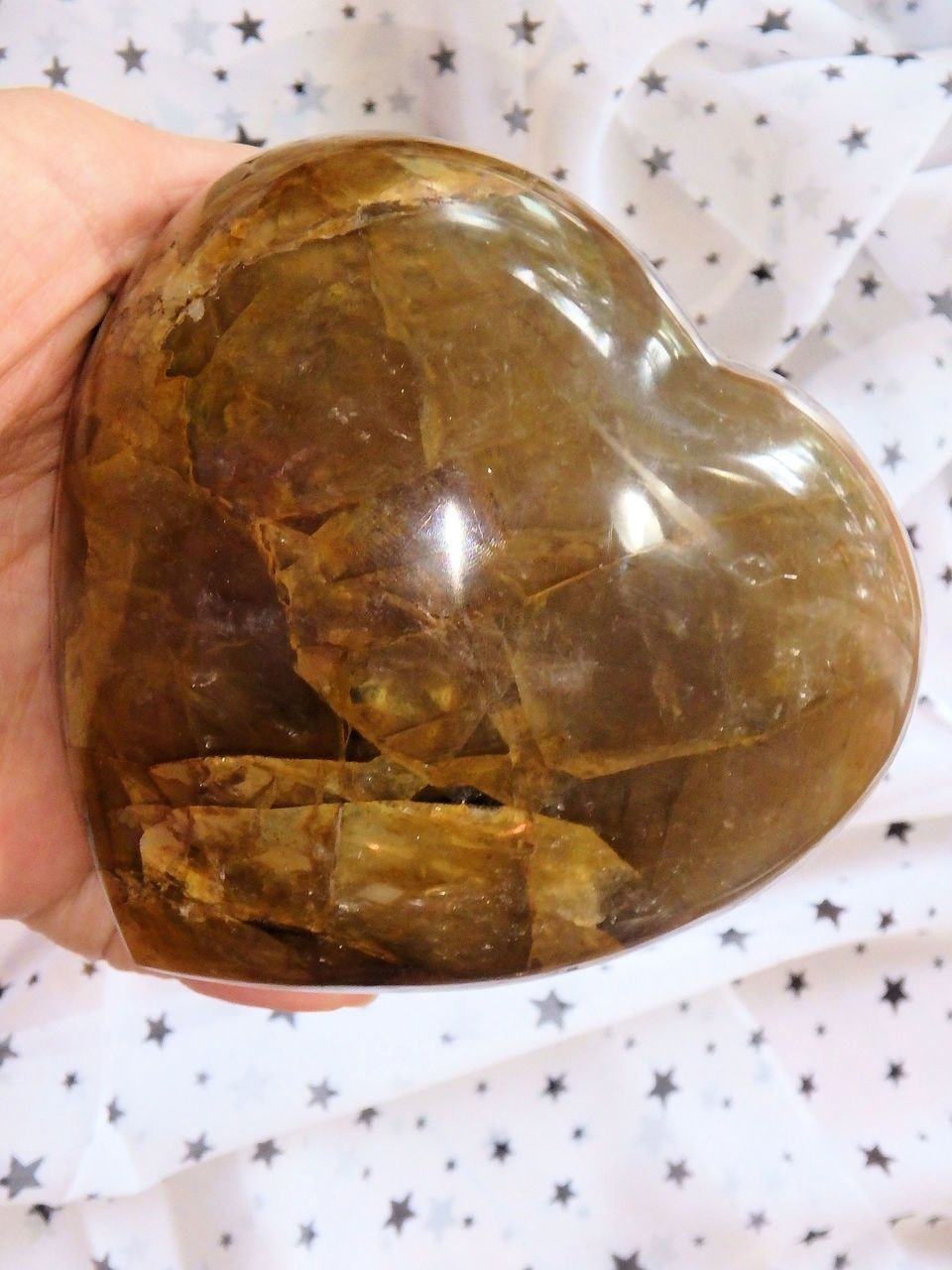  Breathtaking Puffy Golden Hematoid Quartz Large Love Heart Carving