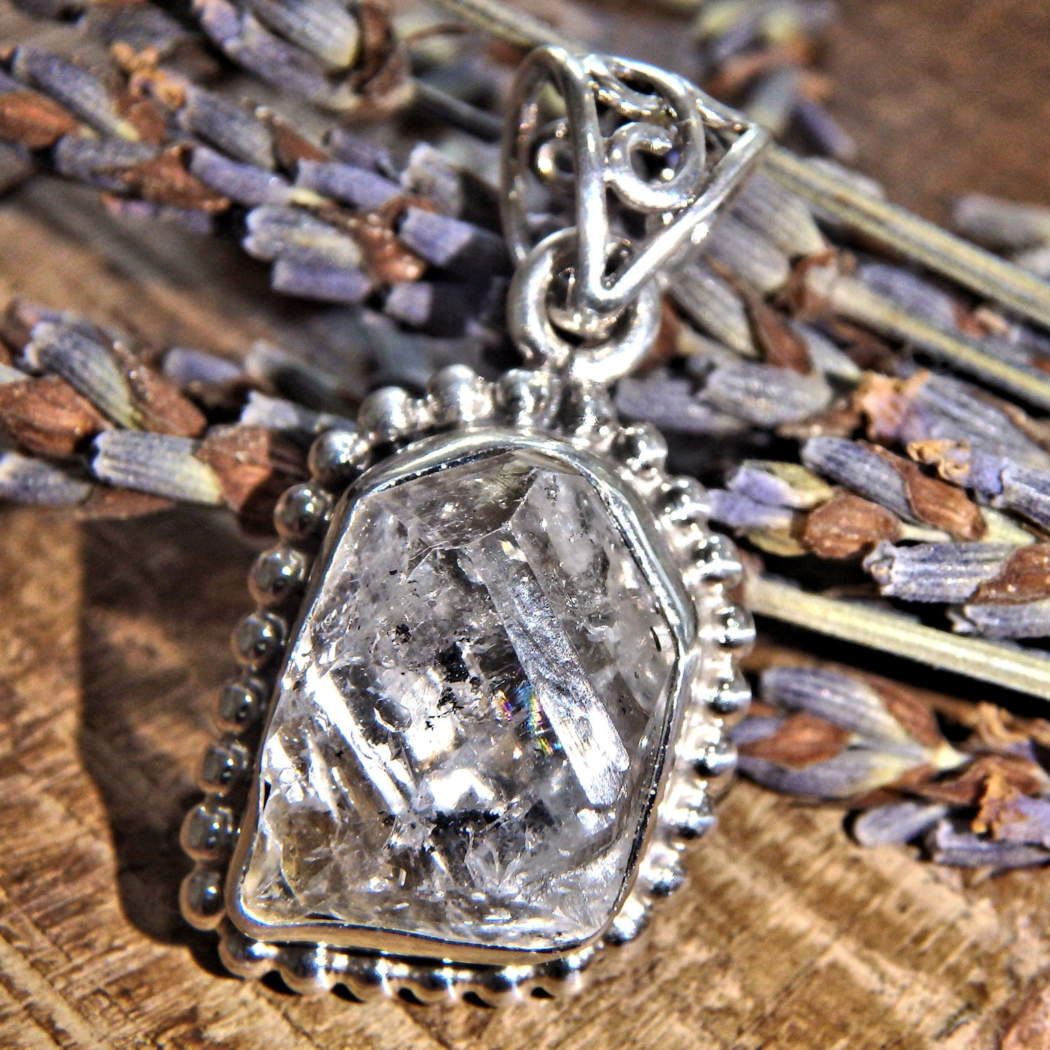 Gorgeous Natural NY Herkimer Diamond Sterling Silver Pendant (Includes Silver Chain) - Earth Family Crystals