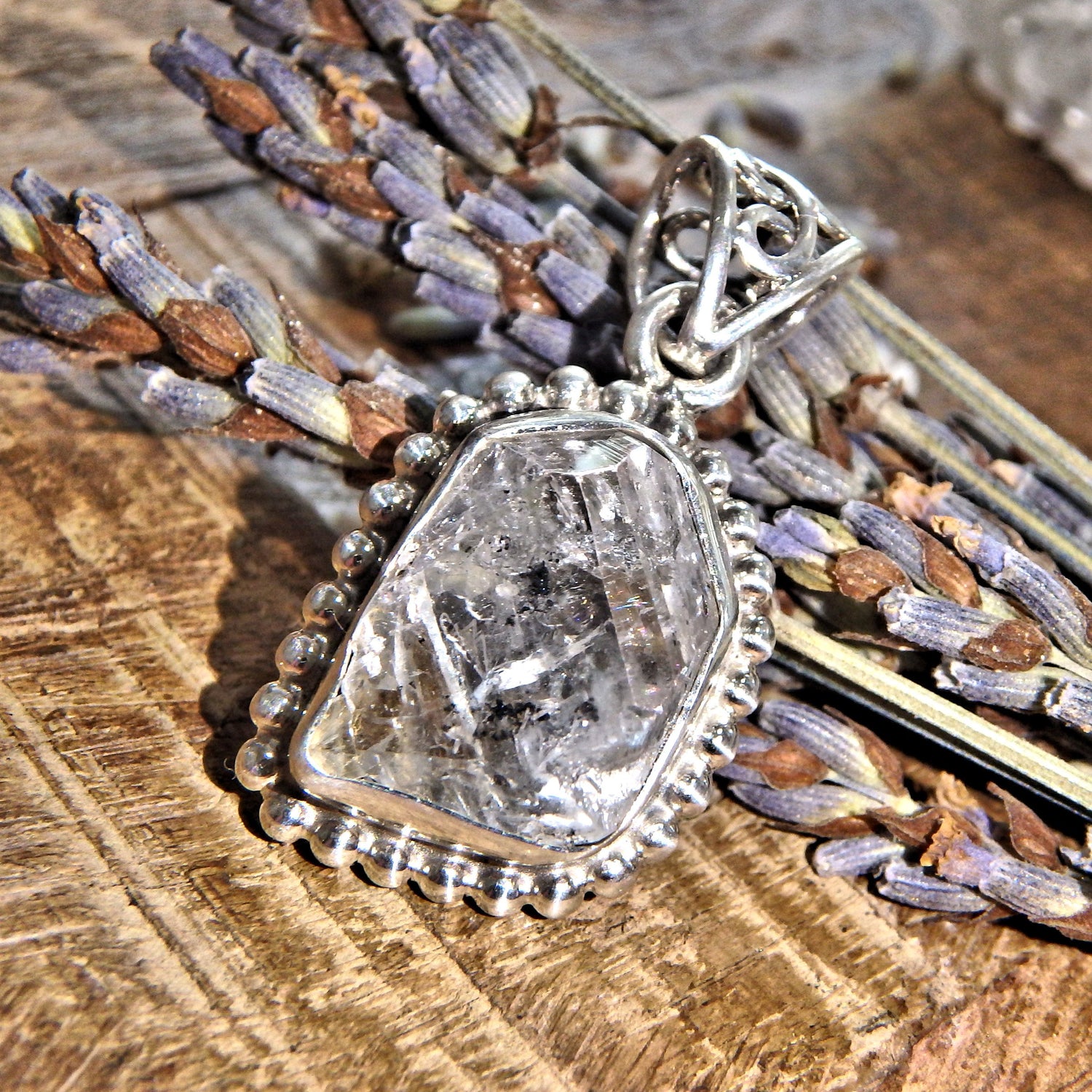 Gorgeous Natural NY Herkimer Diamond Sterling Silver Pendant (Includes Silver Chain) - Earth Family Crystals