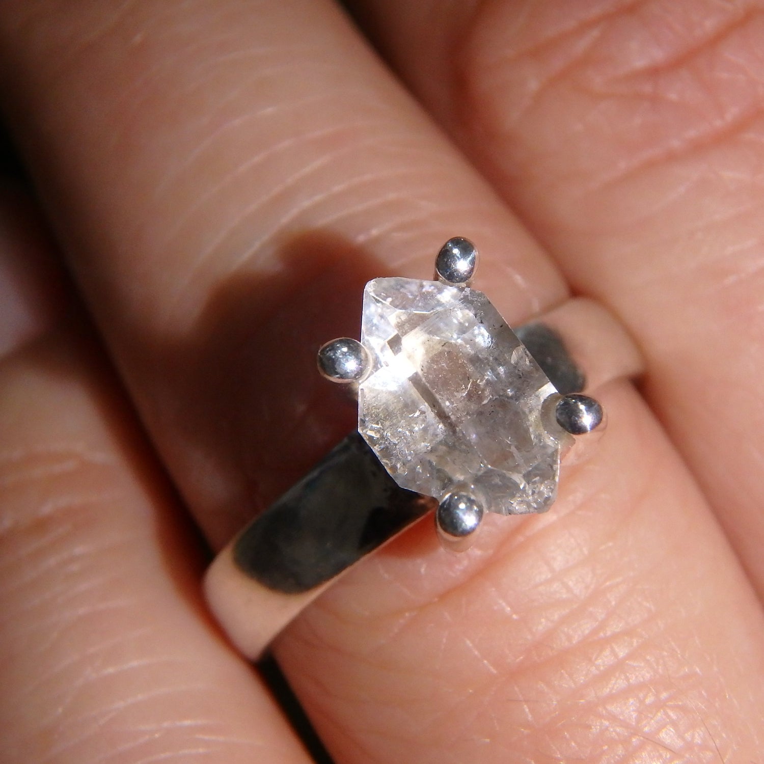 Gorgeously Set DT Herkimer Diamond Sterling Silver Ring (Size 7) - Earth Family Crystals