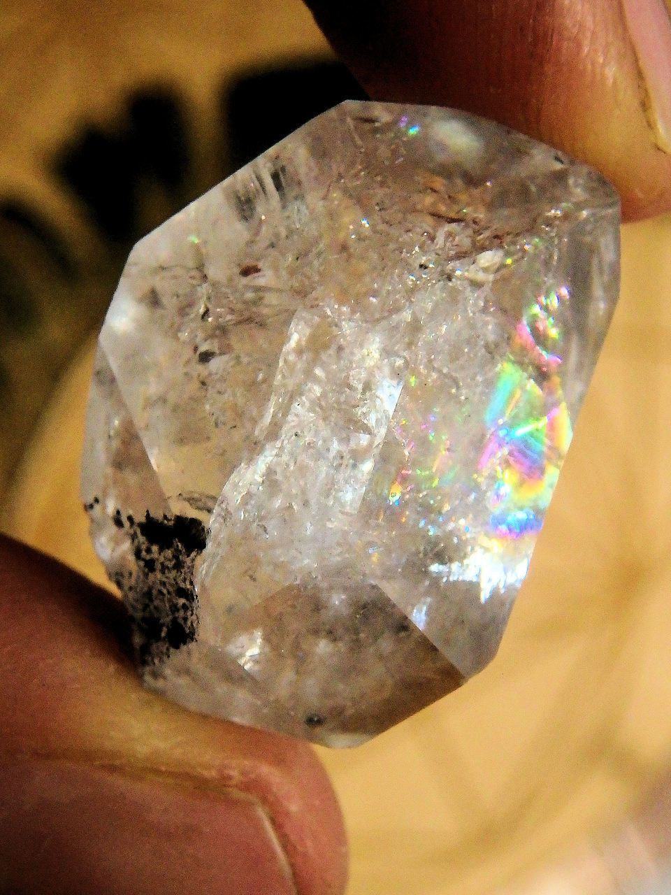  Brilliant Rainbows NY Herkimer Diamond Hand Held Specimen